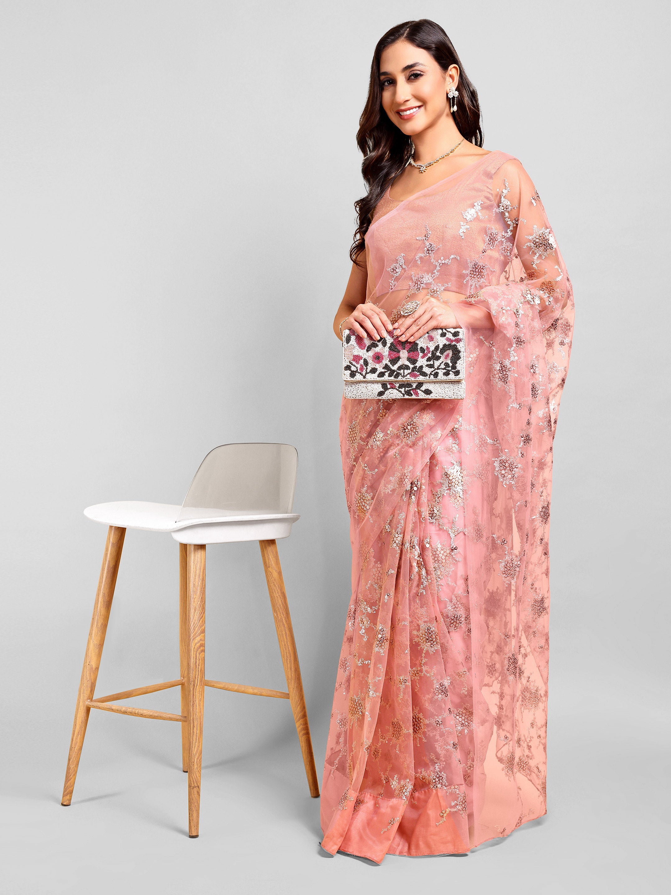 Pink Saree Set (2 Piece)