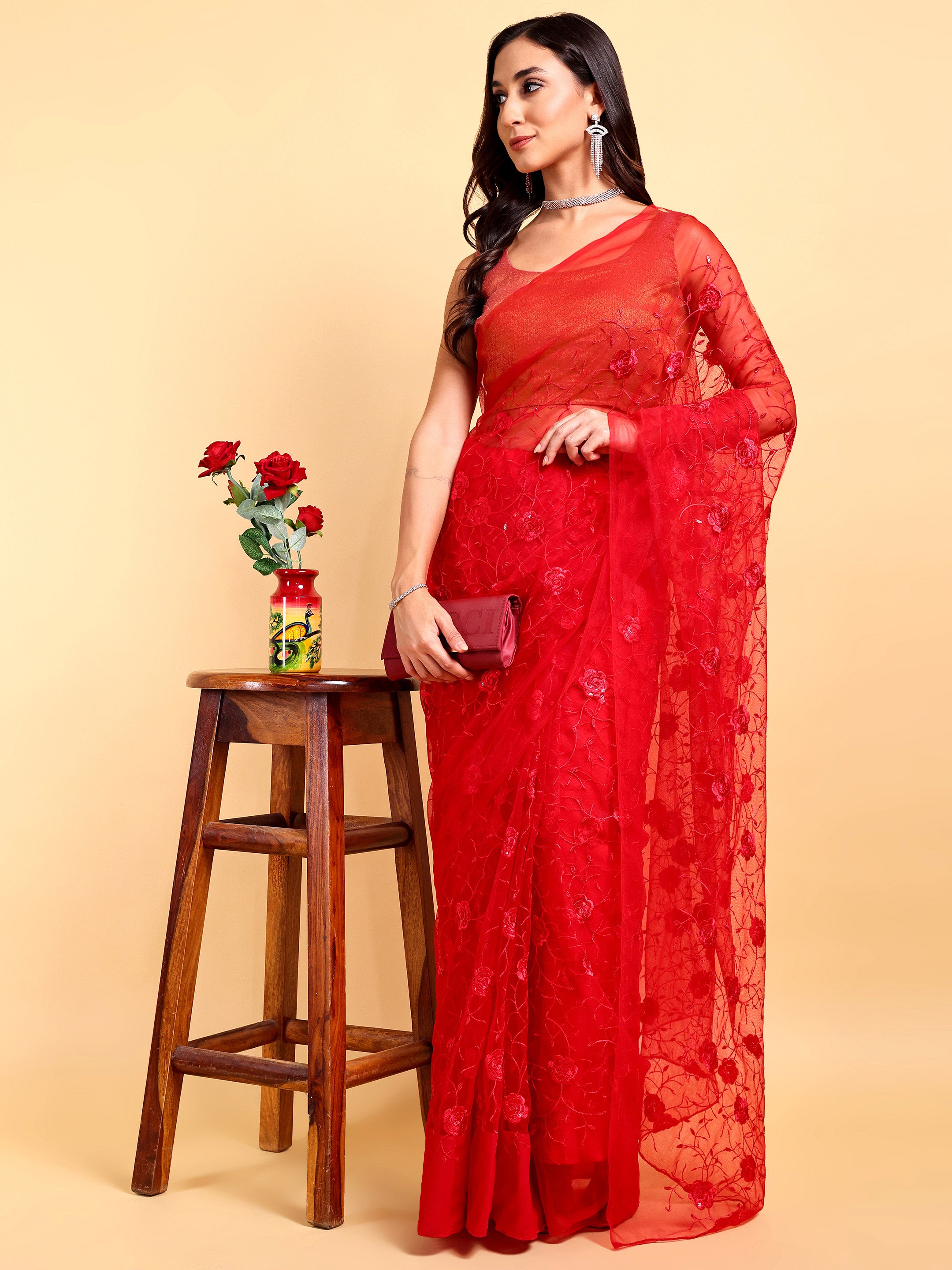 Red Saree Set (2 Piece)