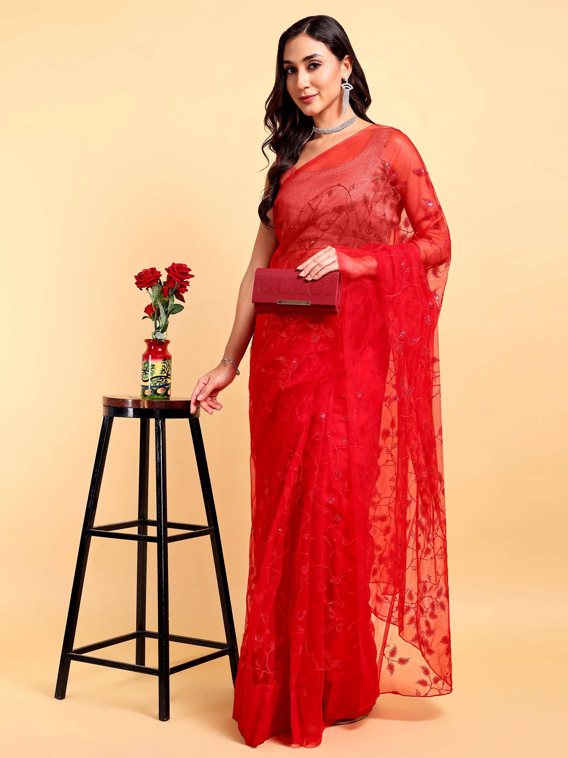 Red Saree Set (2 Piece)