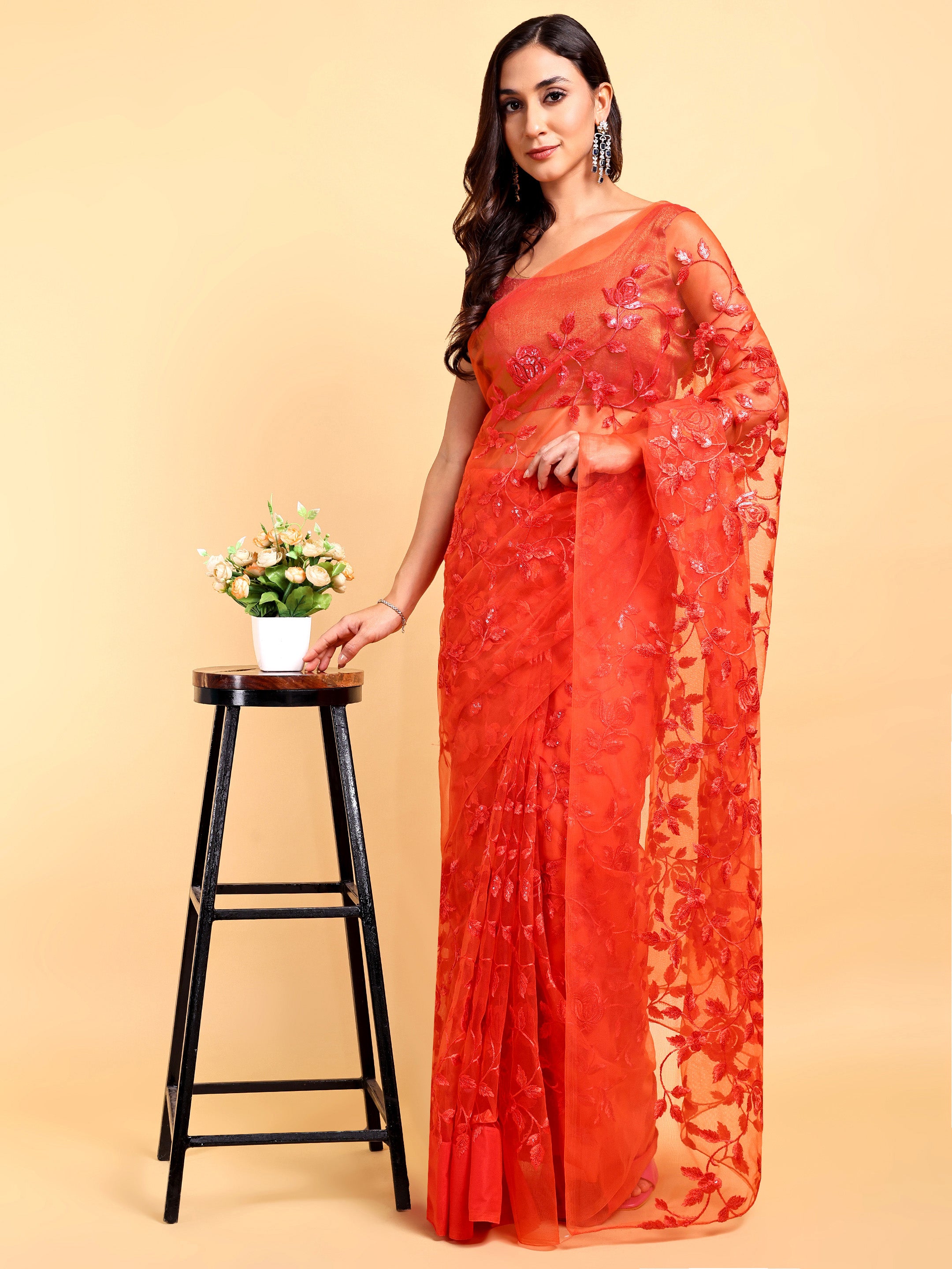 Rust Saree Set (2 Piece)