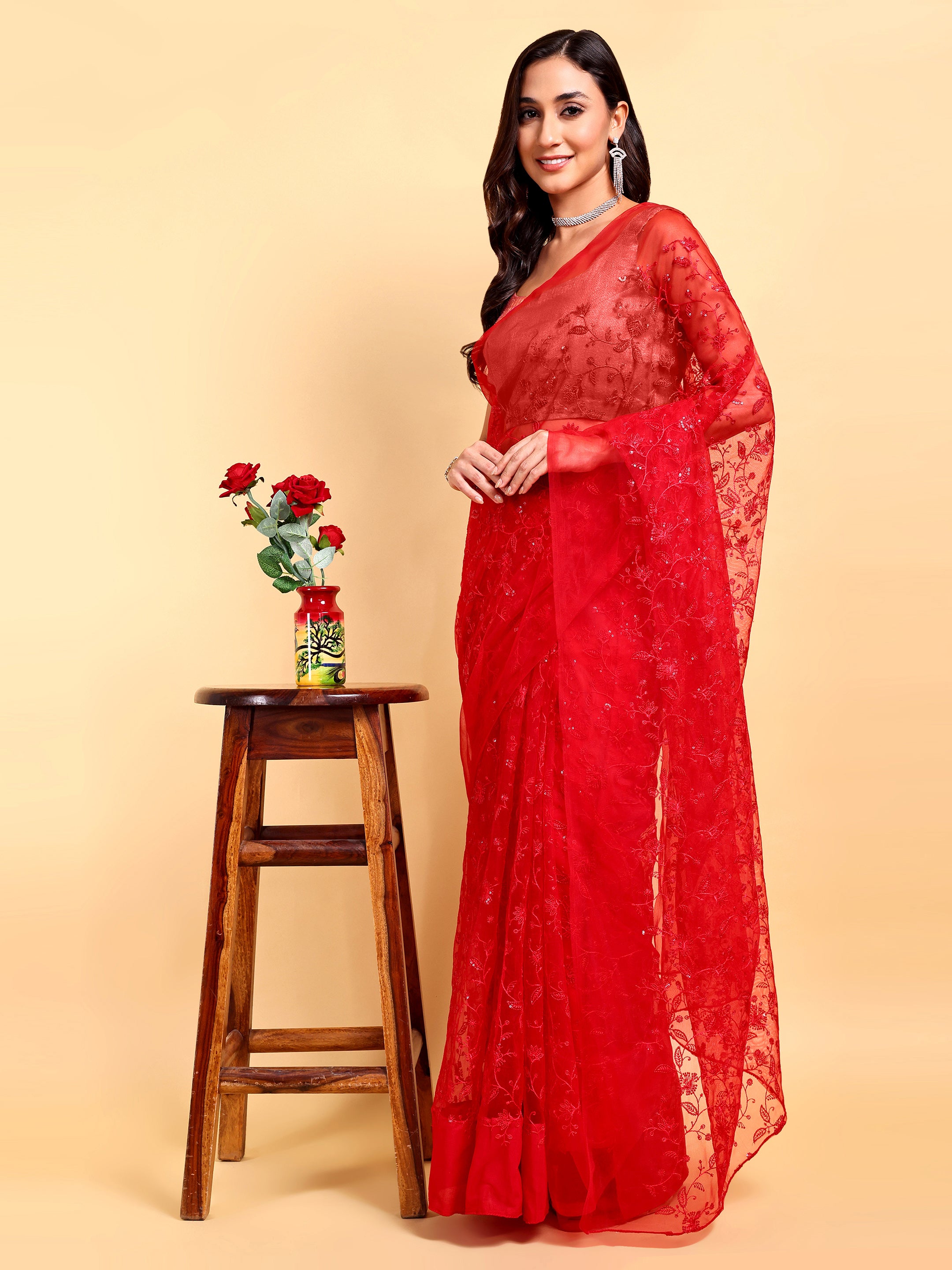 Red Saree Set (2 Piece)