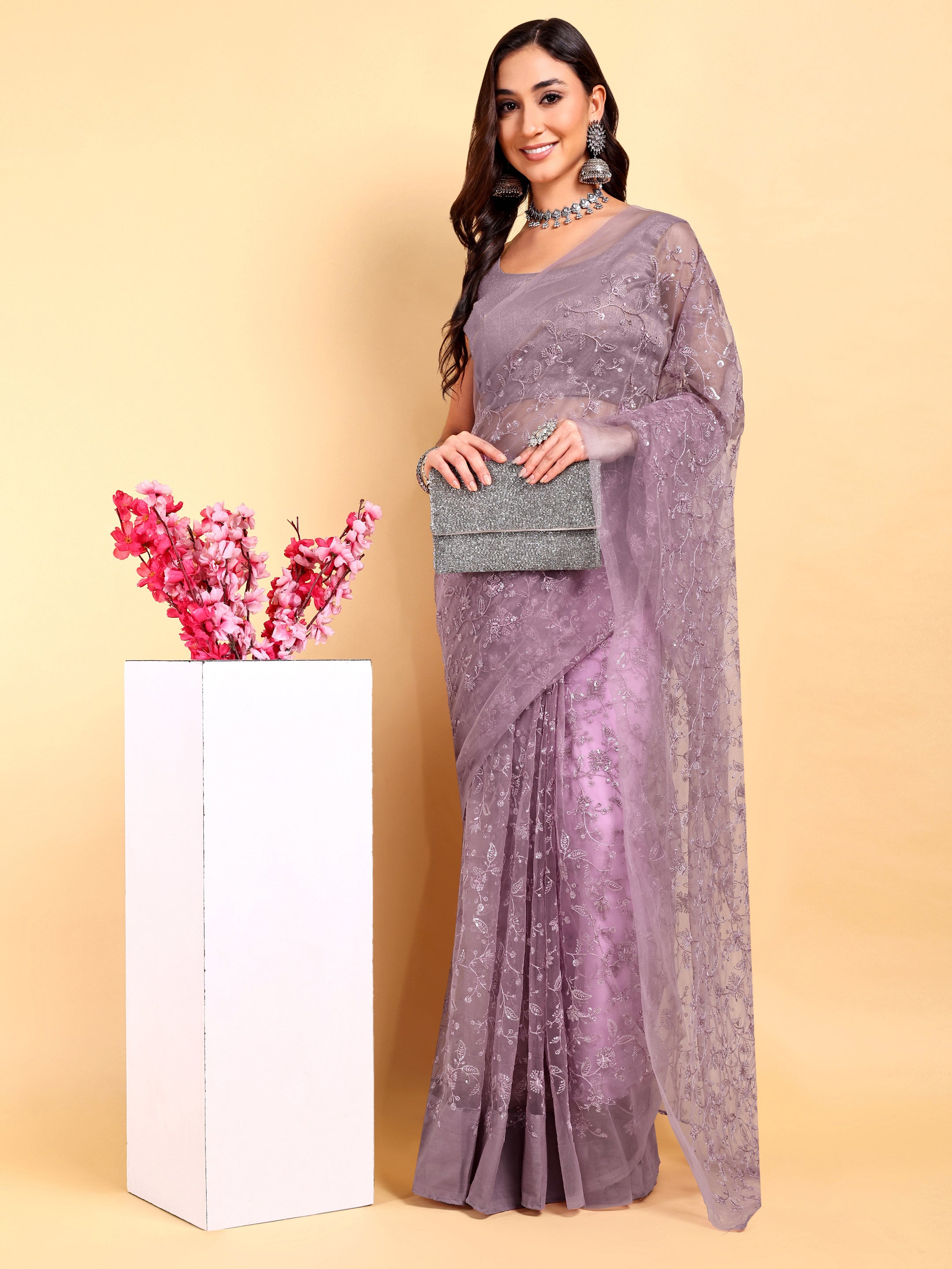 Mauve Saree Set (2 Piece)