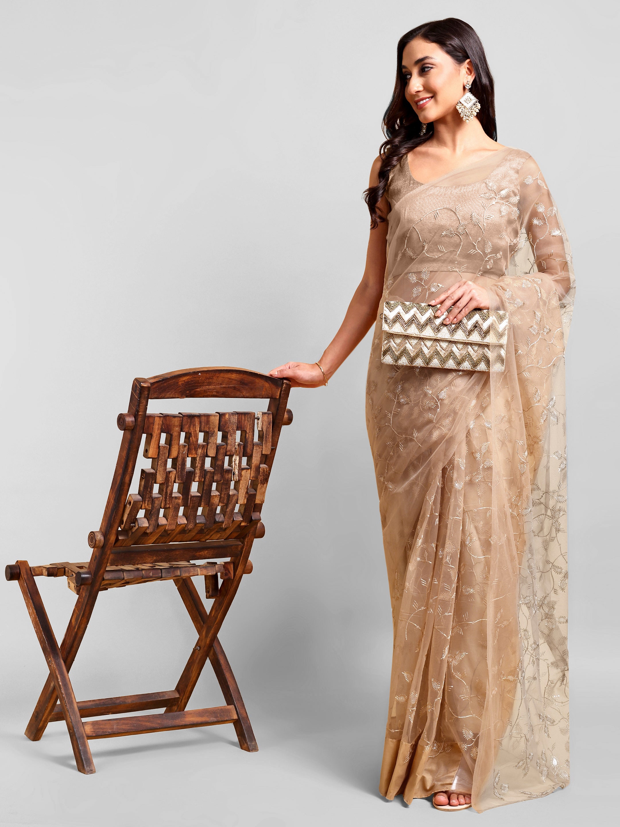 Beige Saree Set (2 Piece)