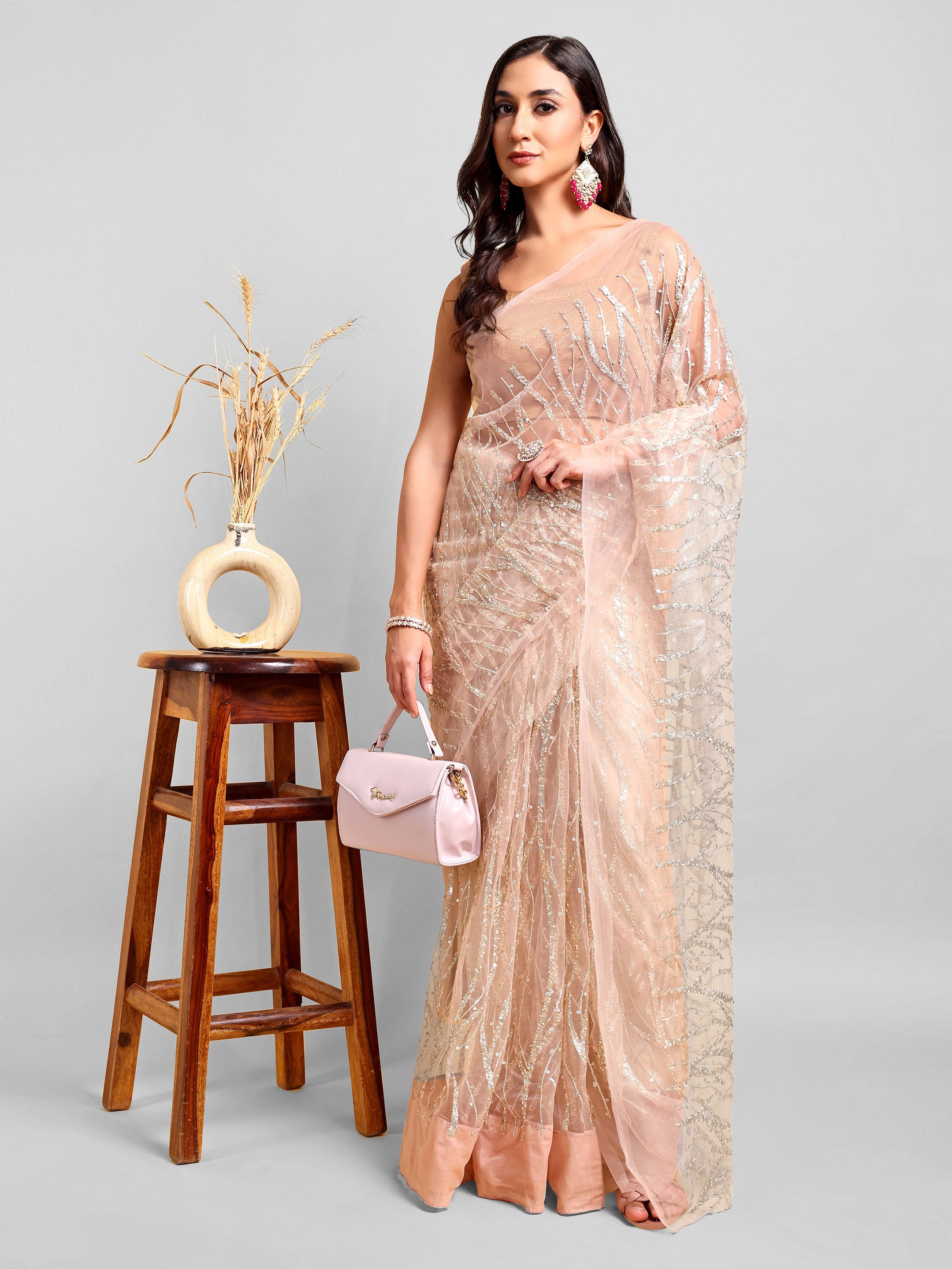 Peach Saree Set (2 Piece)