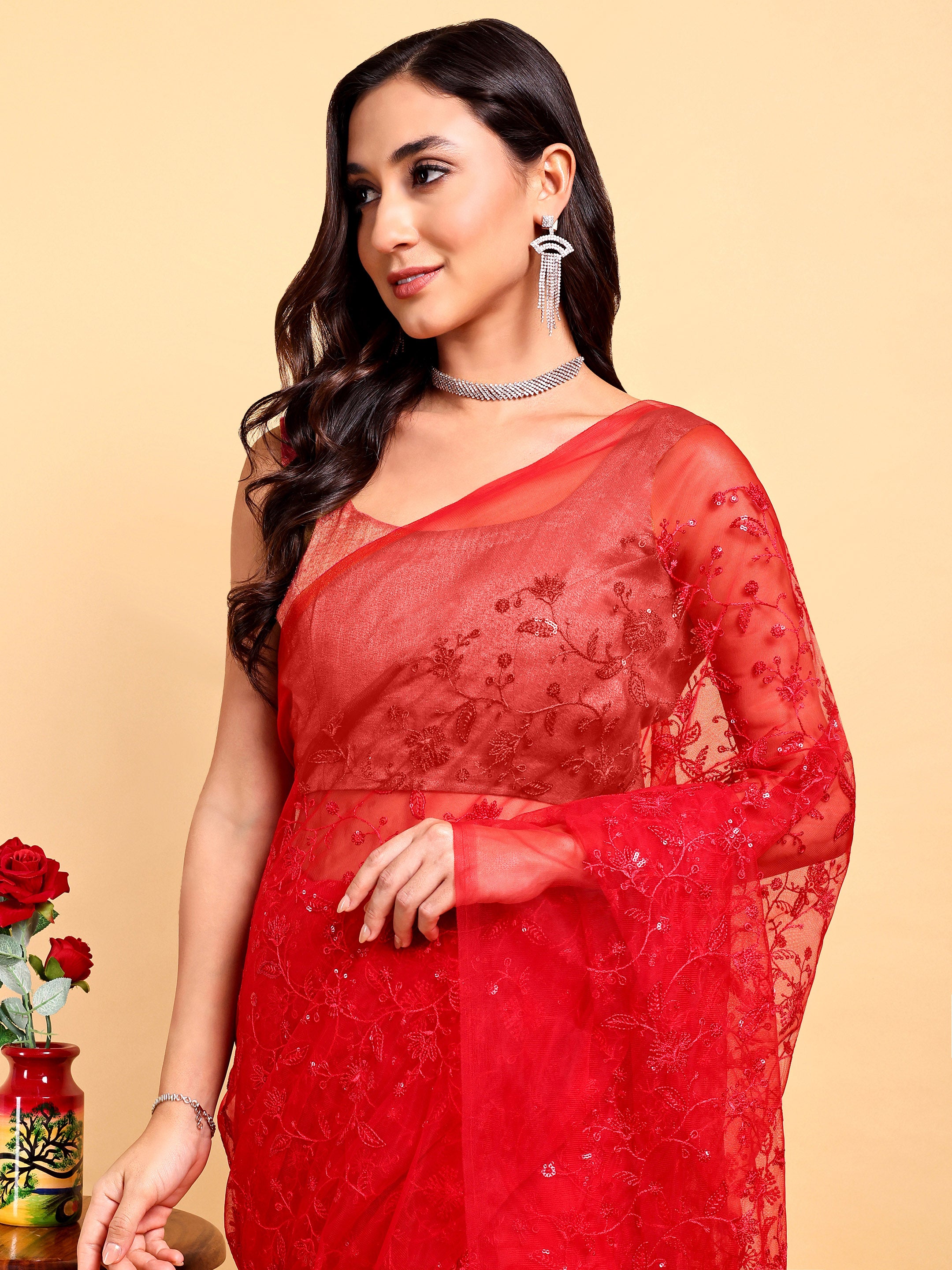 Red Saree Set (2 Piece)