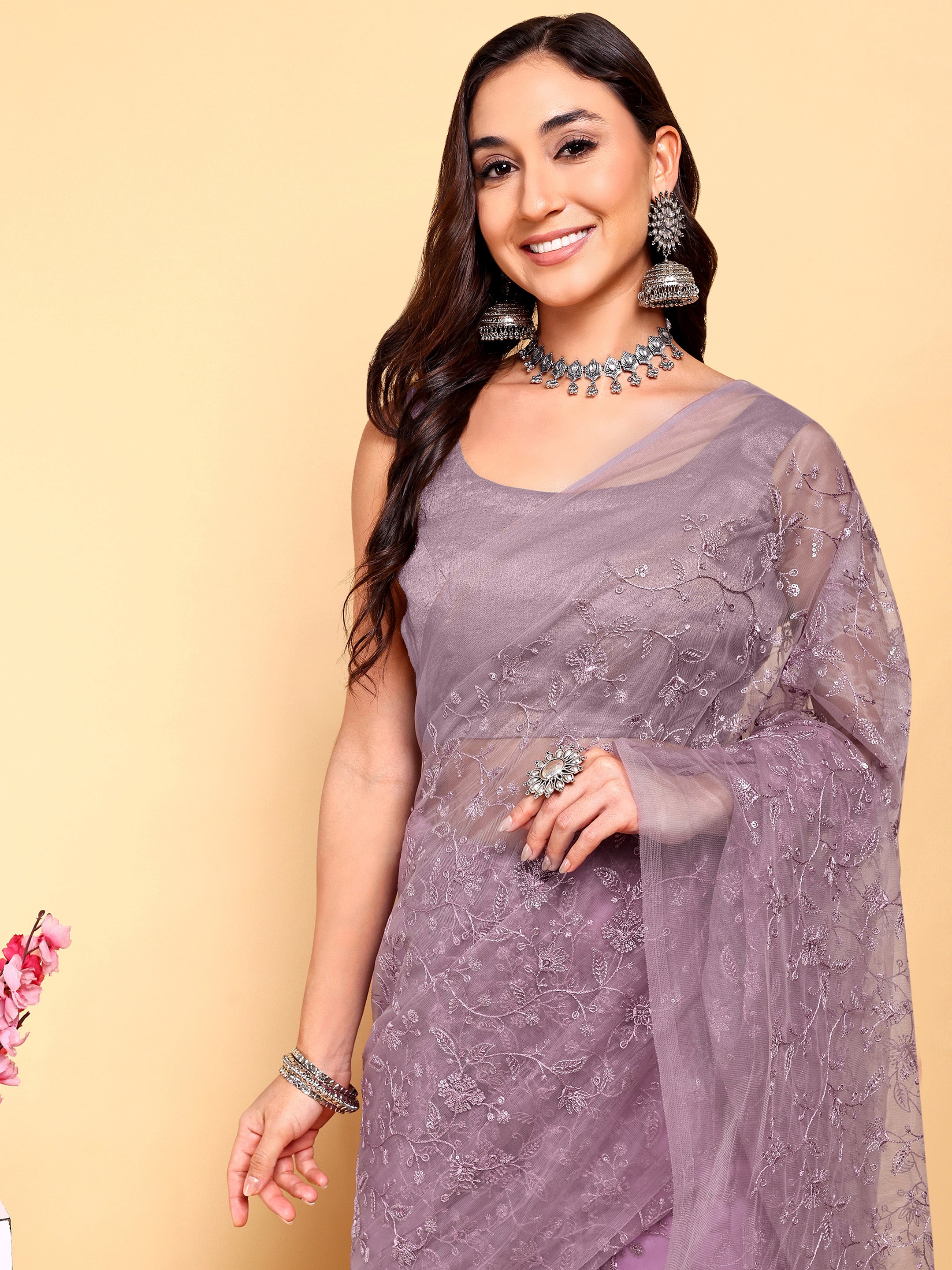 Mauve Saree Set (2 Piece)