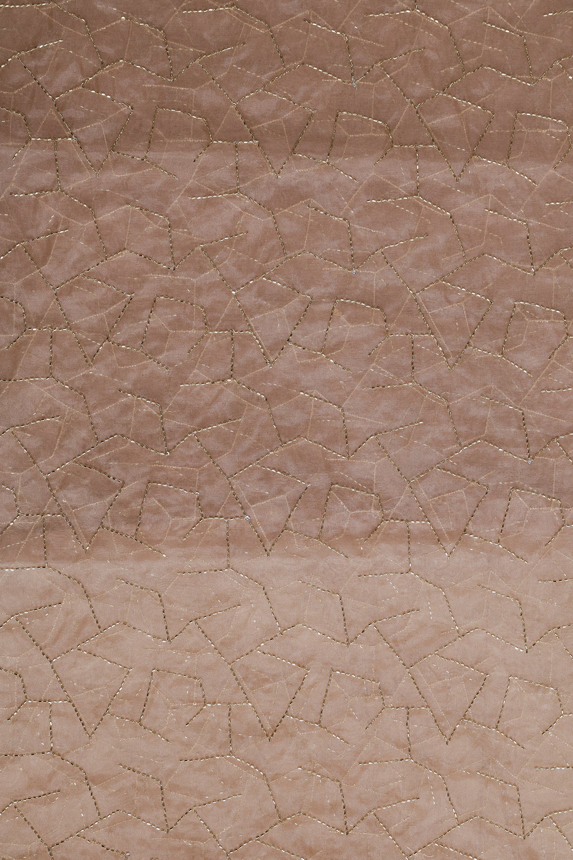 2 Meter Cut Piece Of Cut Dana Beads Appealing Abstract Embroidery On Beige Organza Fabric