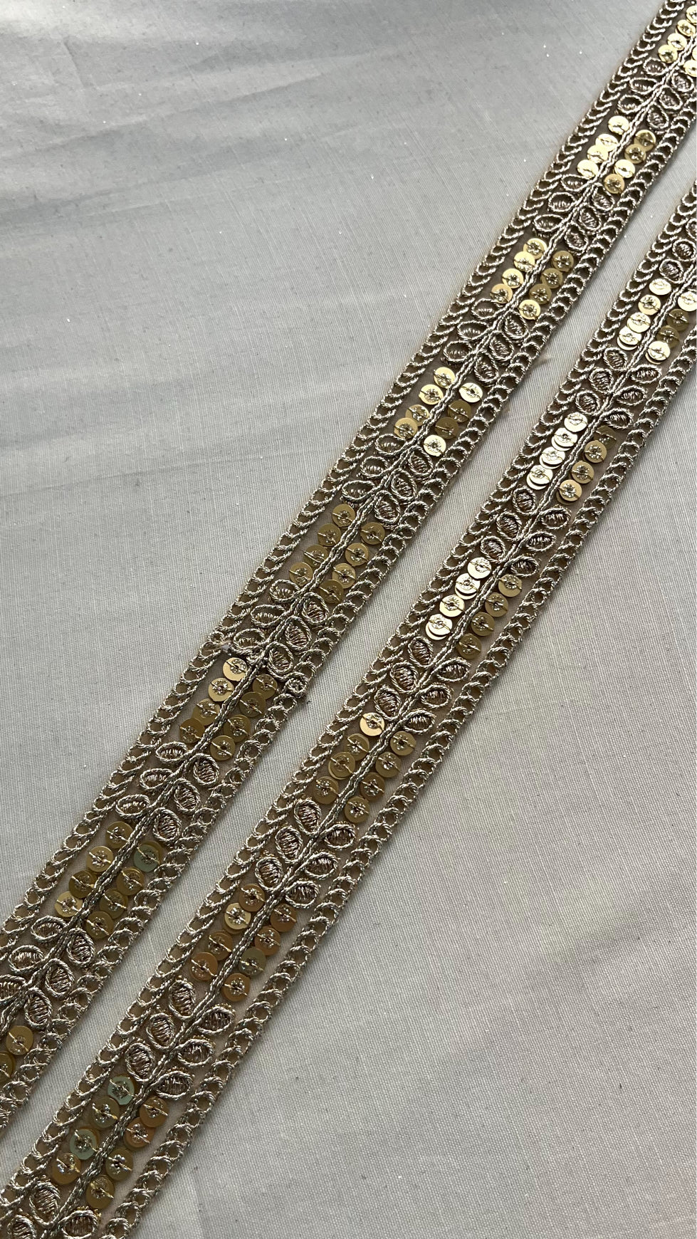 Gold Zari With Gold Sequins Embroidered Lace (9 Meters)