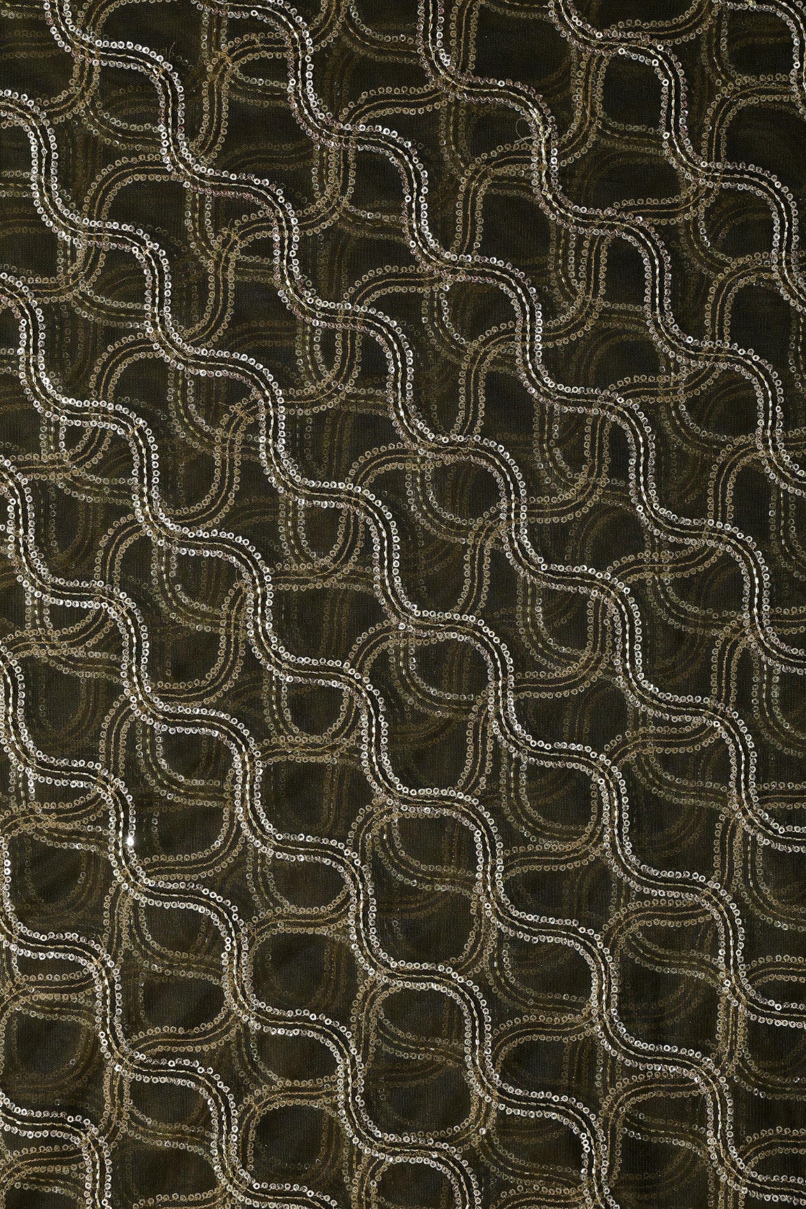 Leheriya Embroidery Work With Sequins And Beads On Mehndi Green Soft Net Fabric