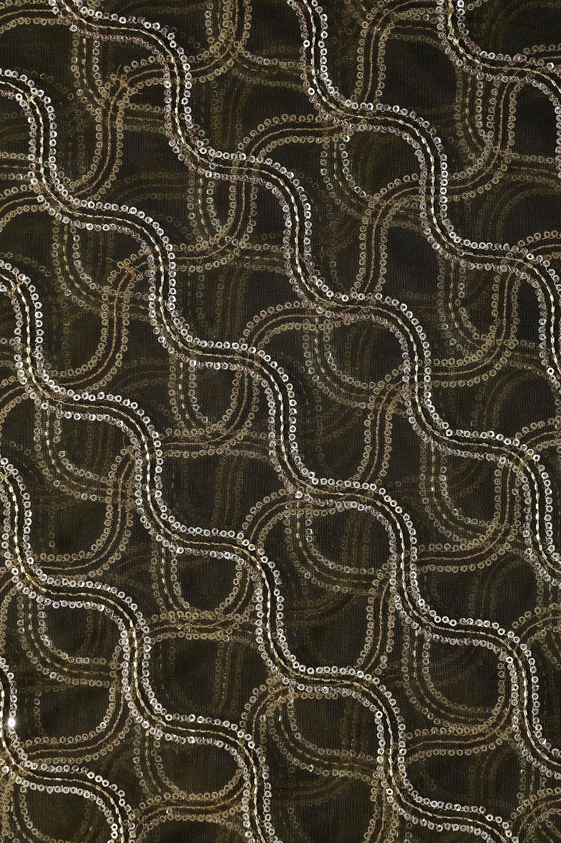 Leheriya Embroidery Work With Sequins And Beads On Mehndi Green Soft Net Fabric