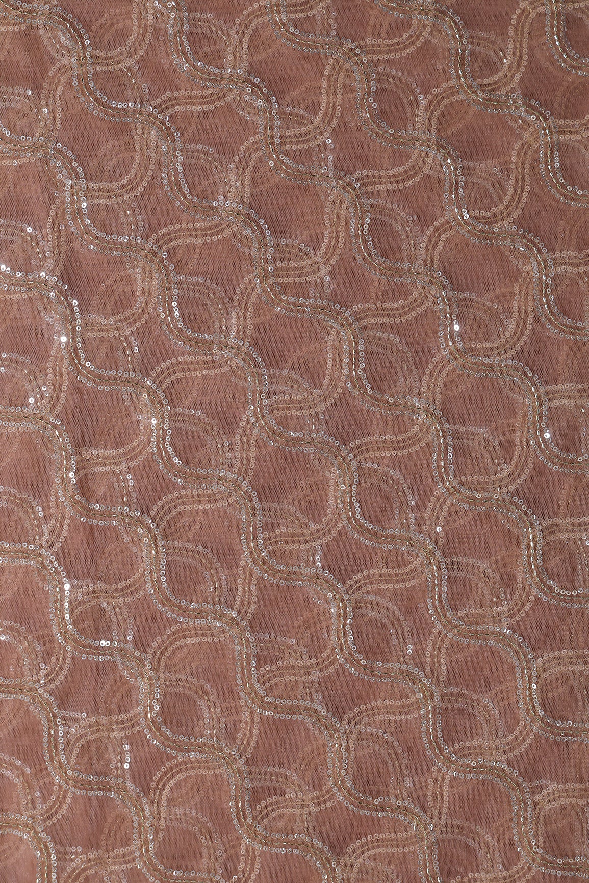 Leheriya Embroidery Work With Sequins And Beads On Dusty Mauve Soft Net Fabric