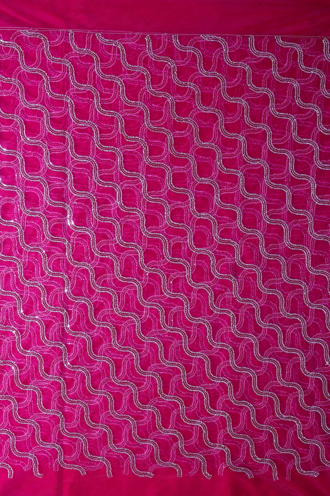 Leheriya Embroidery Work With Sequins And Beads On Rani Soft Net Fabric
