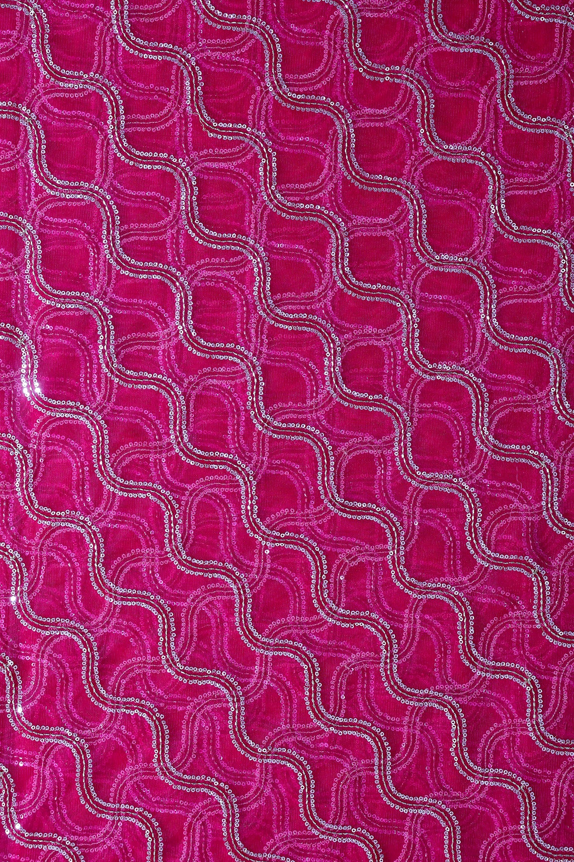 Leheriya Embroidery Work With Sequins And Beads On Rani Soft Net Fabric
