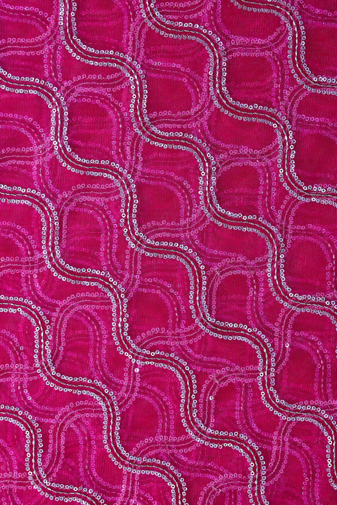 Leheriya Embroidery Work With Sequins And Beads On Rani Soft Net Fabric