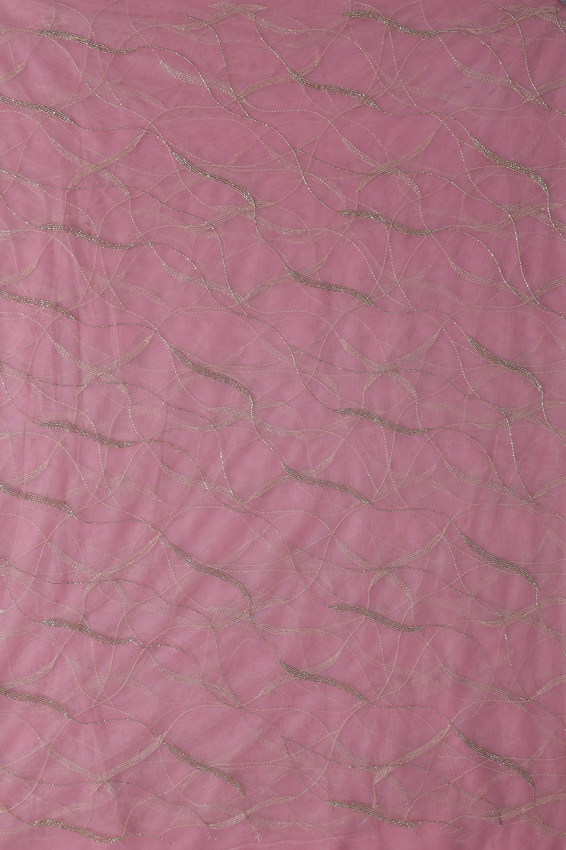 Leheriya Embroidery Work With Sequins And Beads On Pink Soft Net Fabric