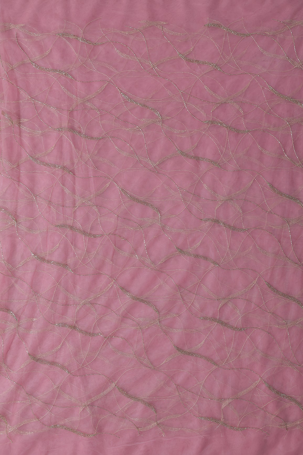 Leheriya Embroidery Work With Sequins And Beads On Pink Soft Net Fabric