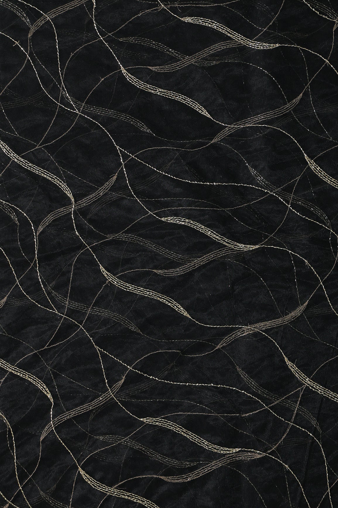 Leheriya Embroidery Work With Sequins And Beads On Black Soft Net Fabric