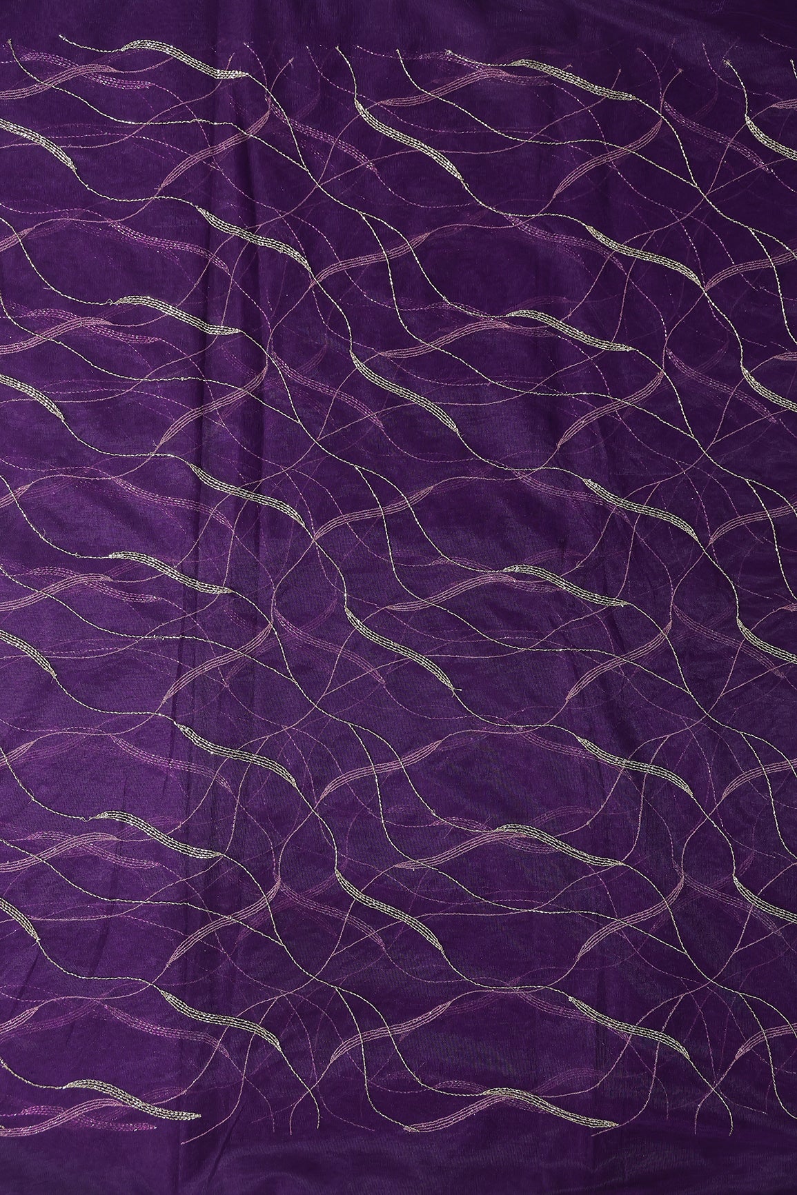 Leheriya Embroidery Work With Sequins And Beads On Purple Soft Net Fabric