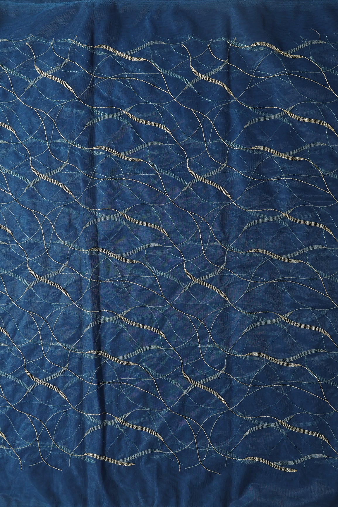 Leheriya Embroidery Work With Sequins And Beads On Rama Soft Net Fabric