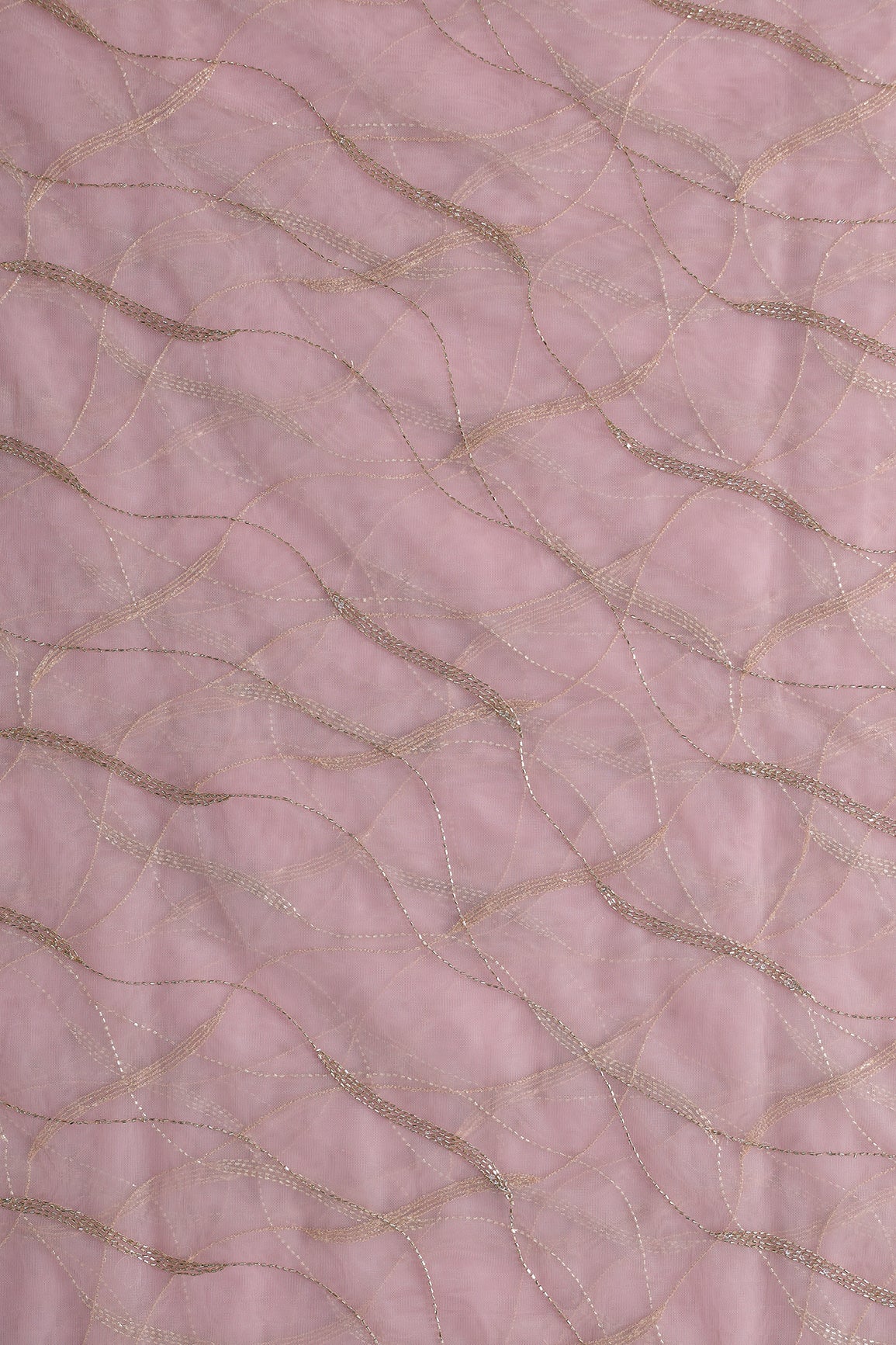 Leheriya Embroidery Work With Sequins And Beads On Peach Soft Net Fabric