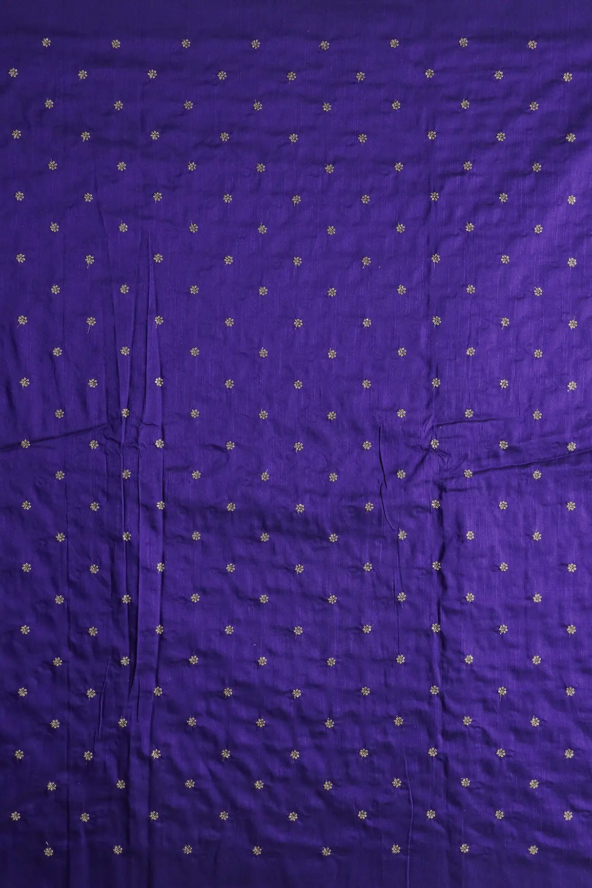 Gold Sequins With Gold Zari Small Motif Embroidery Work On Purple Raw Silk Fabric