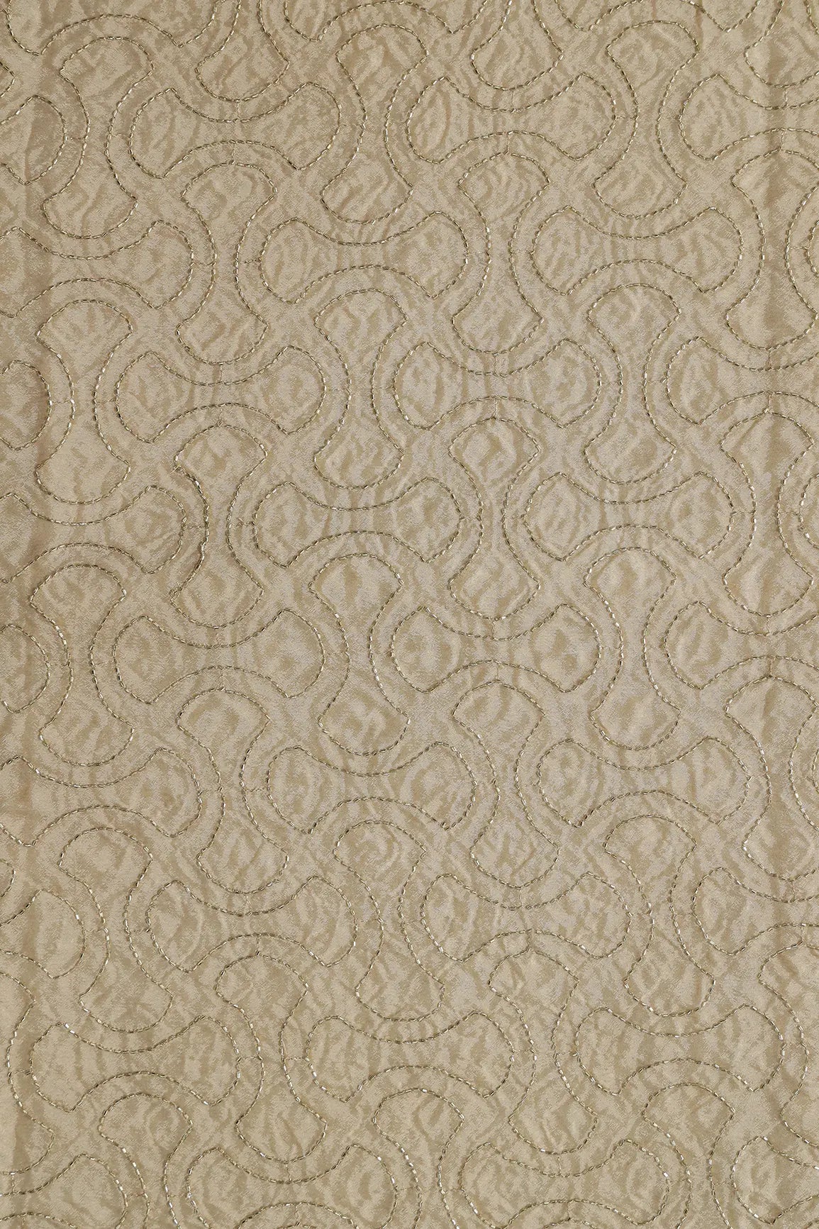 Cut Dana Beads Appealing Abstract Embroidery Work On Beige Chinnon Chiffon Fabric