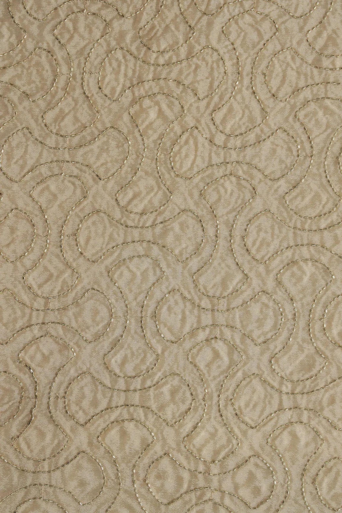 Cut Dana Beads Appealing Abstract Embroidery Work On Beige Chinnon Chiffon Fabric