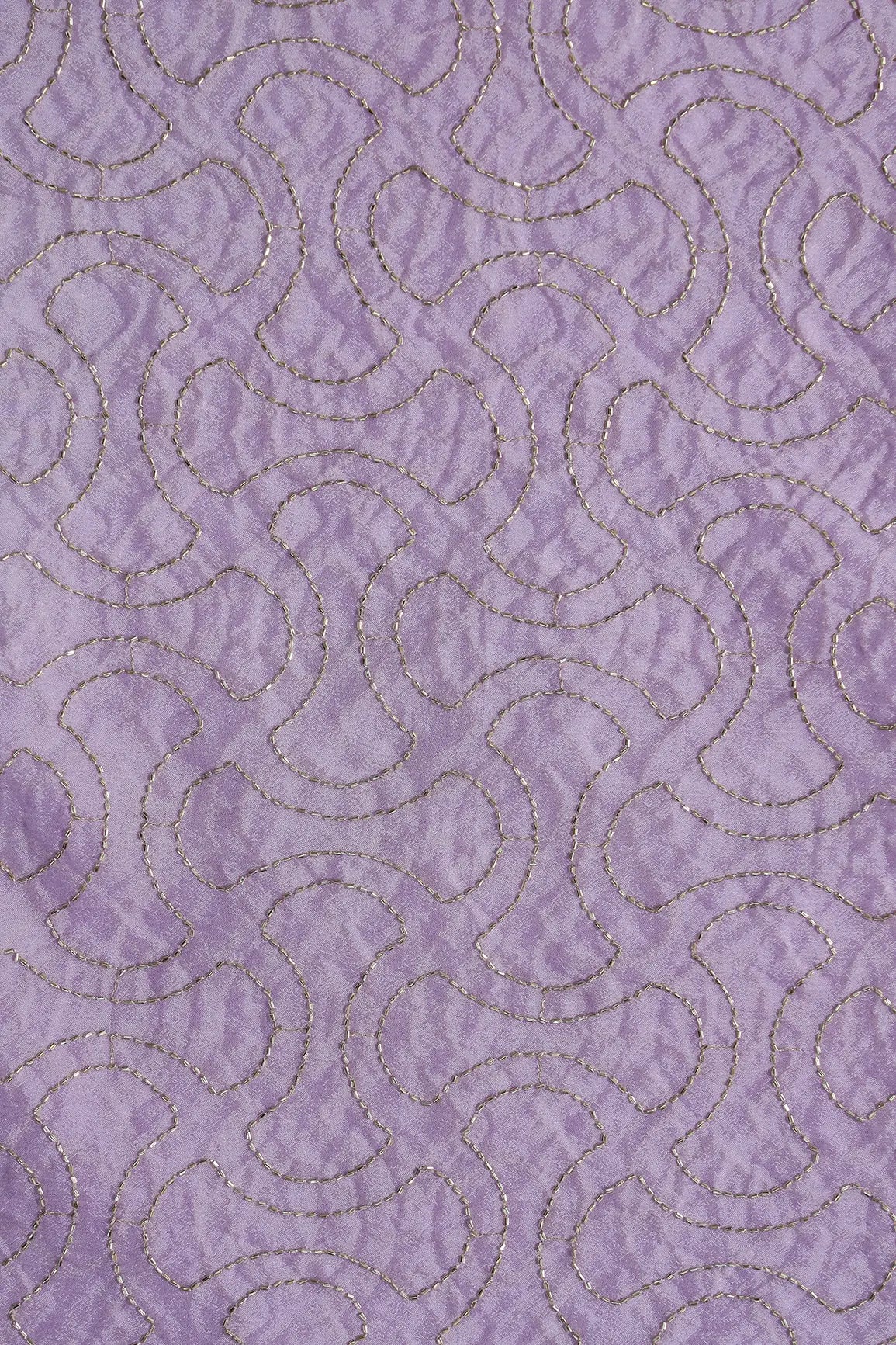 Cut Dana Beads Appealing Abstract Embroidery Work On Lilac Chinnon Chiffon Fabric