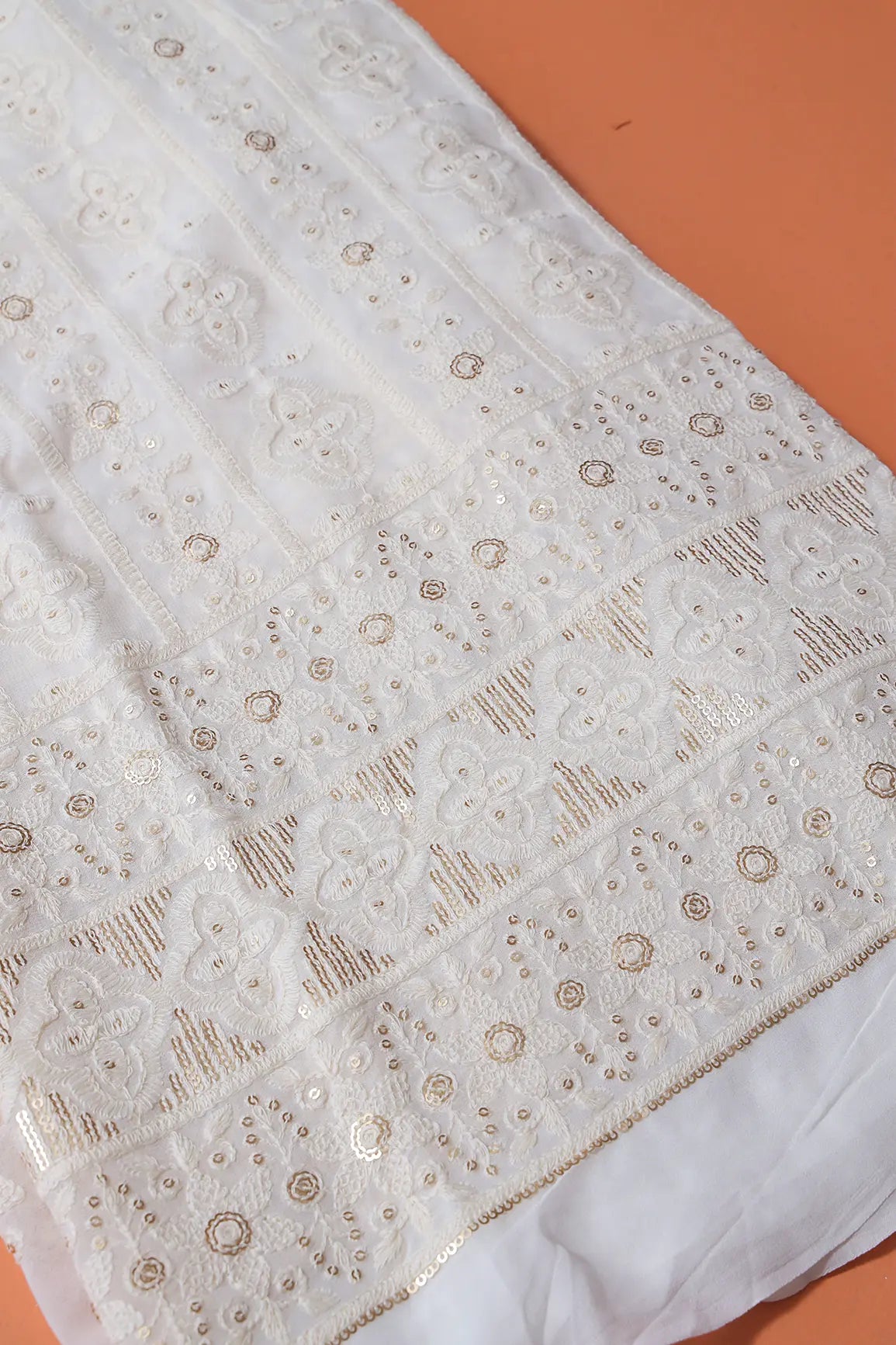 Dyeable Lucknowi Unstitched Pure Viscose Georgette Suit Set (3 piece)