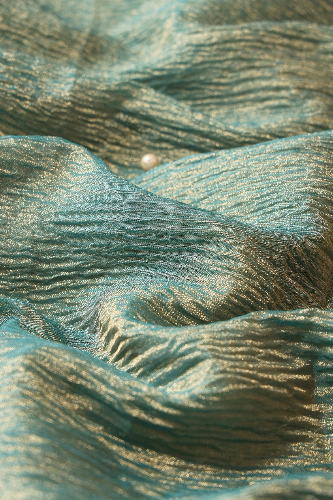 Teal Banarasi Zari Crush Tissue Fabric