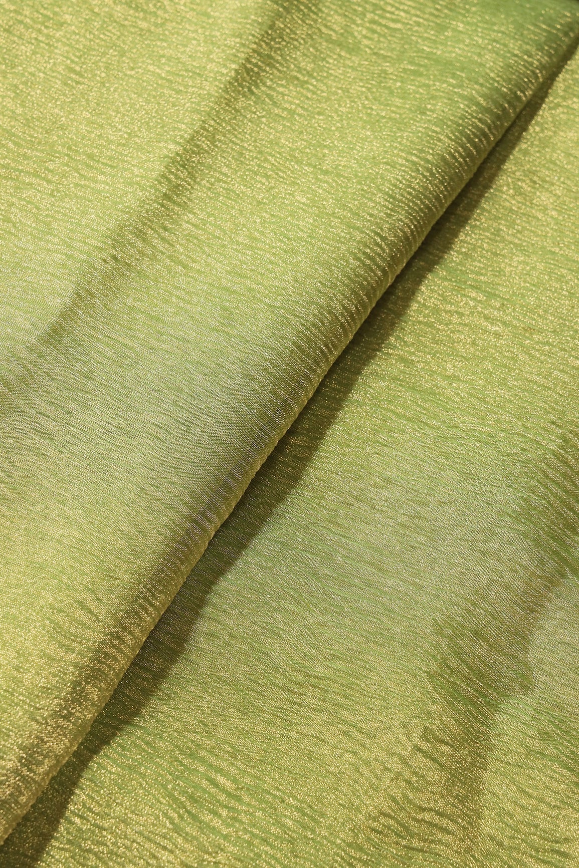 Parrot Green Banarasi Zari Crush Tissue Fabric