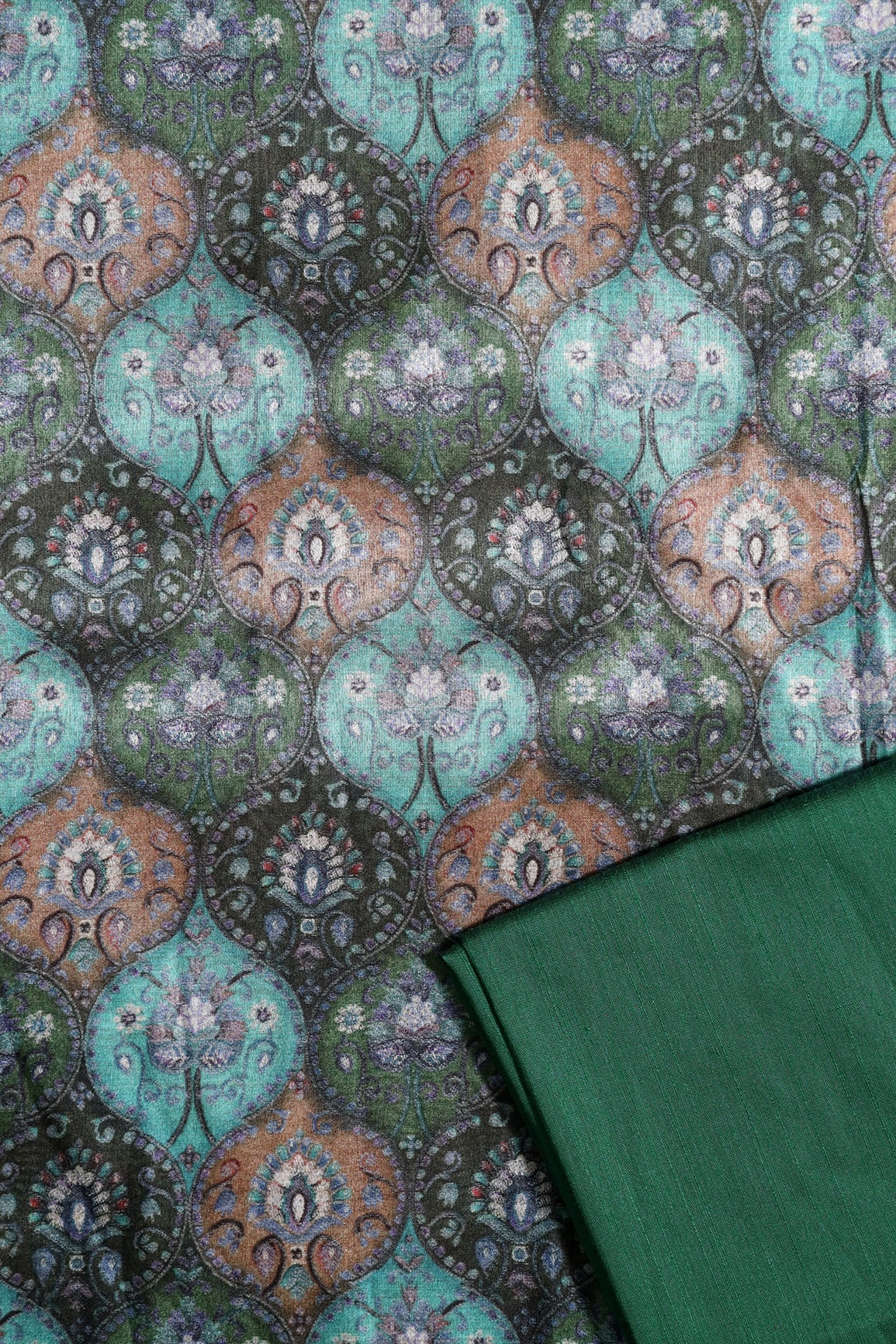 Teal And Green Unstitched Suit Set (2 Piece)