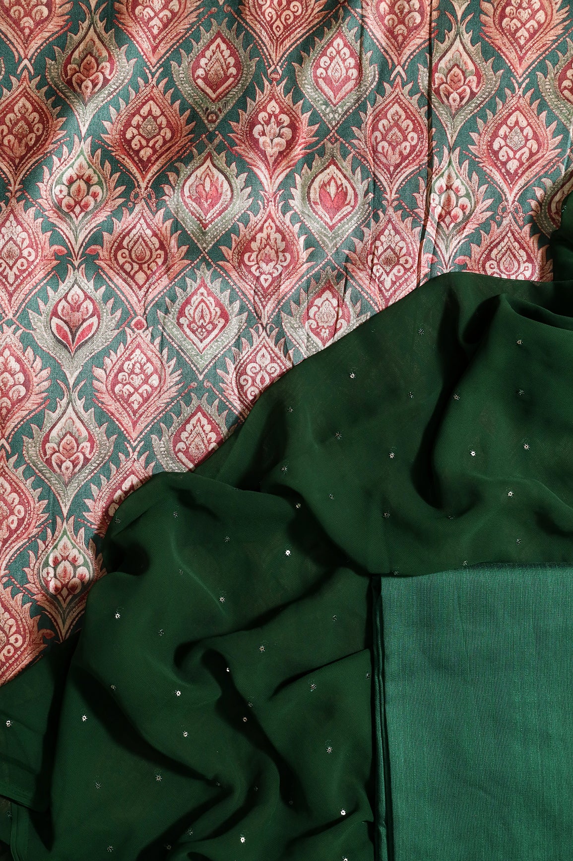 Green Unstitched Suit Set (3 Piece)