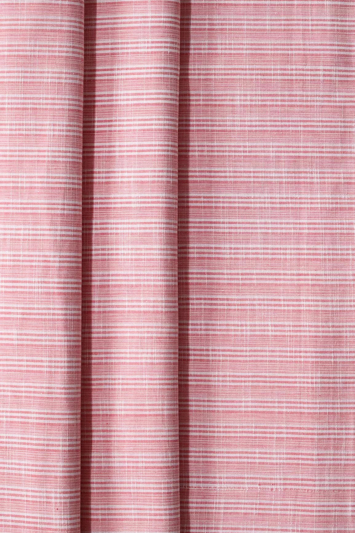 Light Pink And White Stripes Pattern Handwoven Organic Cotton Fabric