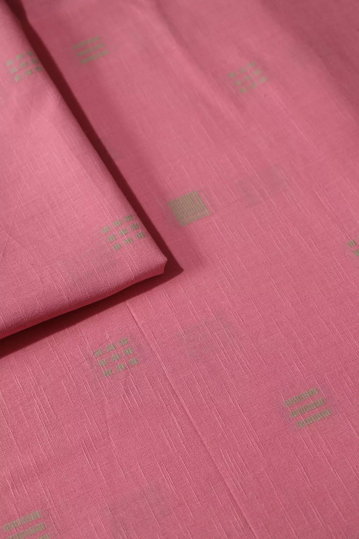 Pink And Beige Handwoven Cotton Unstitched Suit Set (2 Piece)