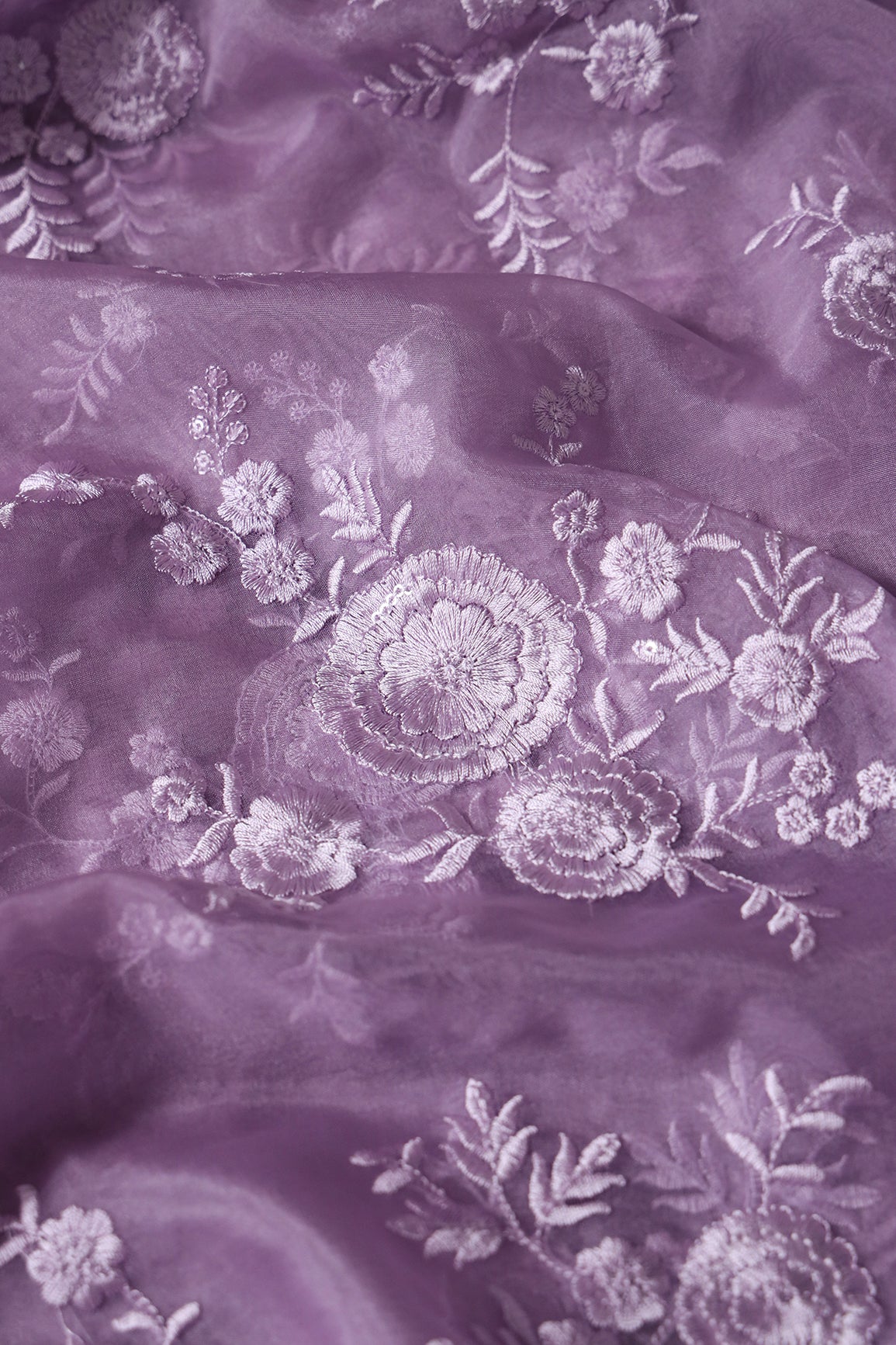 Lilac Purple And White Saree set (2 Piece)