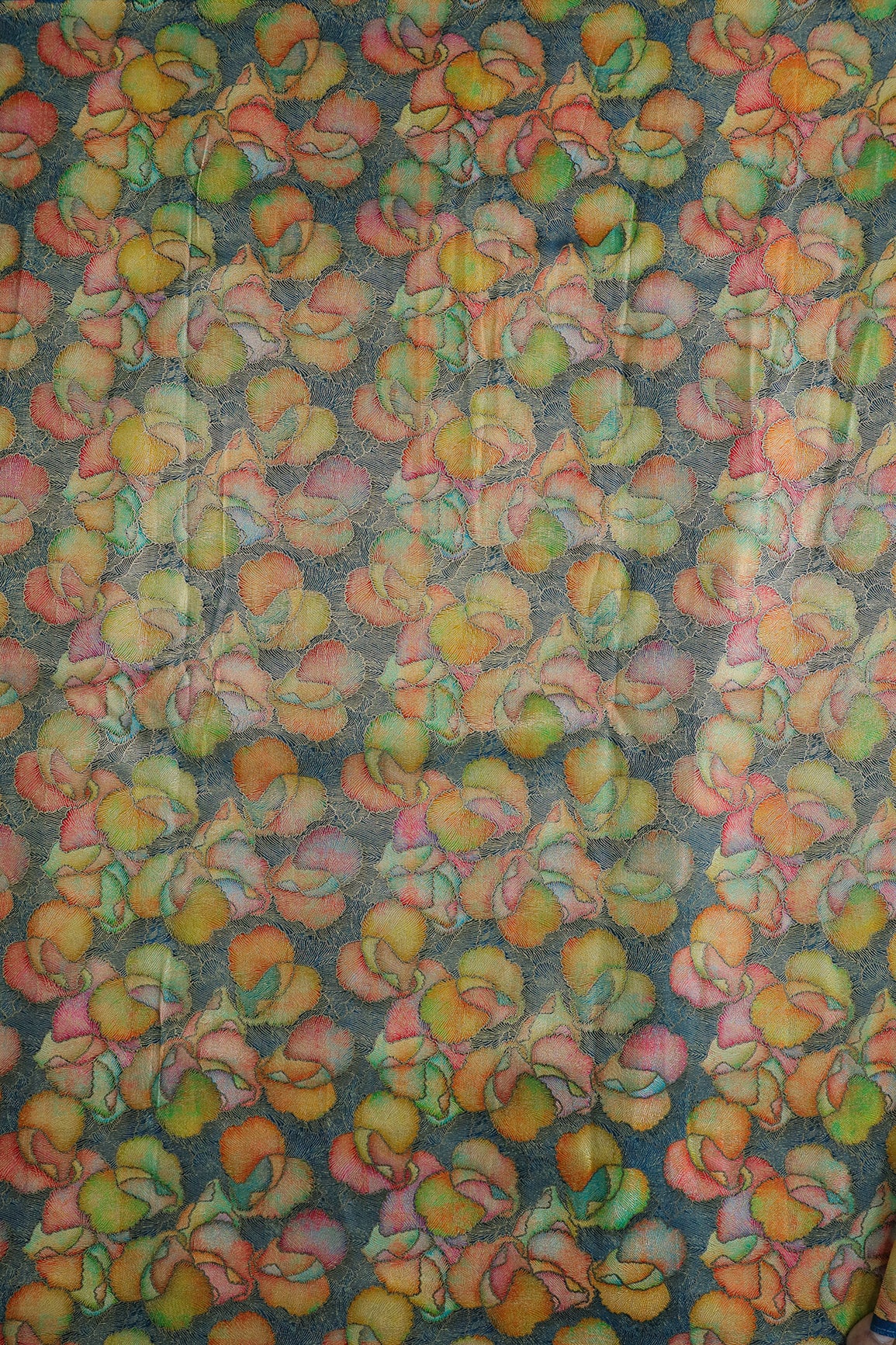 Positional Print On Rama Viscose Dola Silk Jacquard Fabric