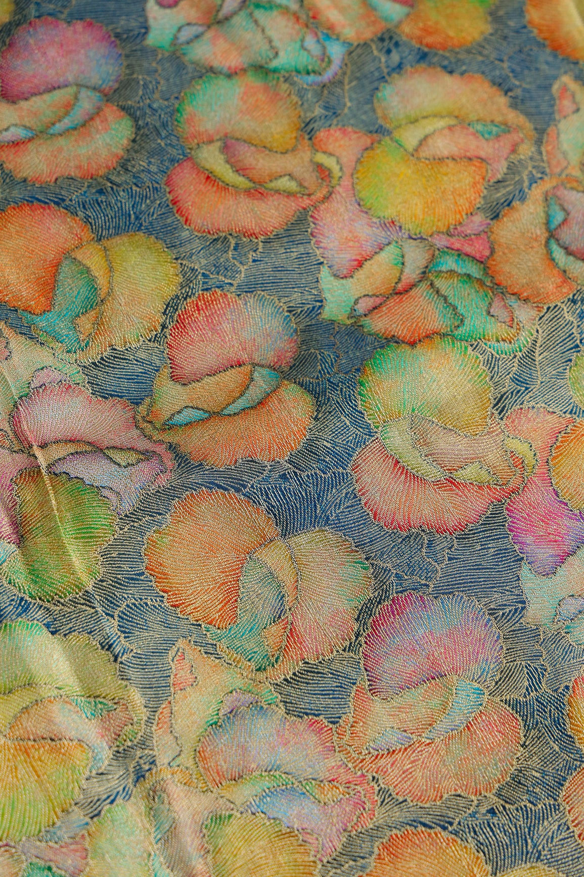 Positional Print On Rama Viscose Dola Silk Jacquard Fabric
