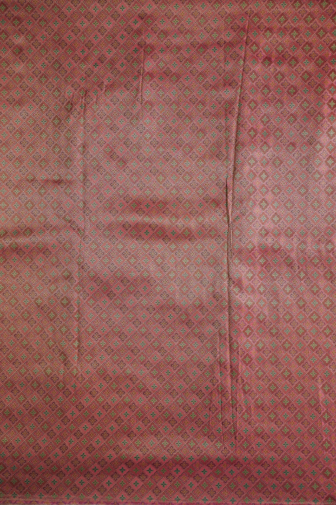 Positional Print On Red And Pink Viscose kanjivaram Silk Jacquard Fabric