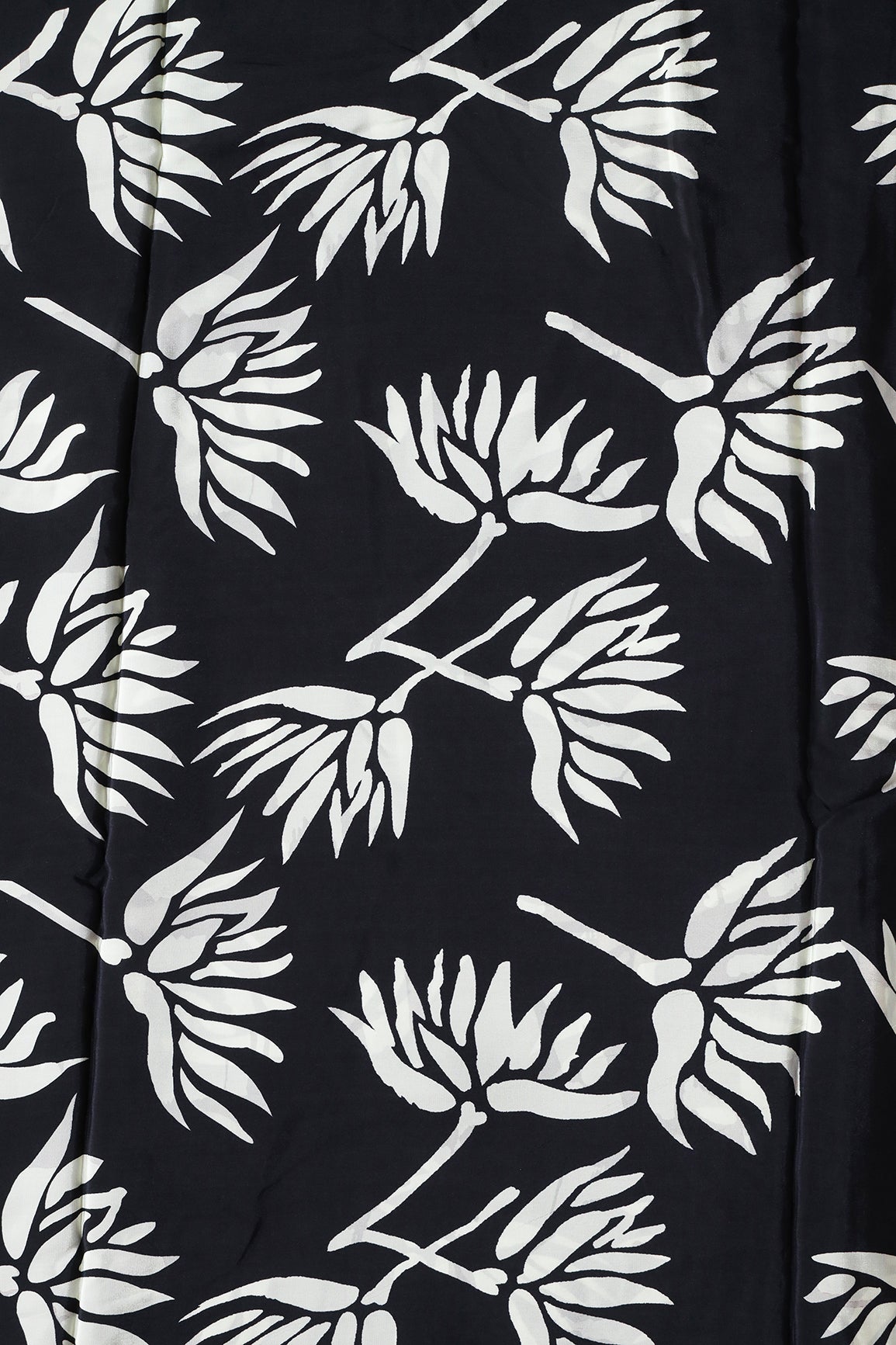 Black And Pastel Olive Floral Pattern Digital Print On Pure Crepe Fabric