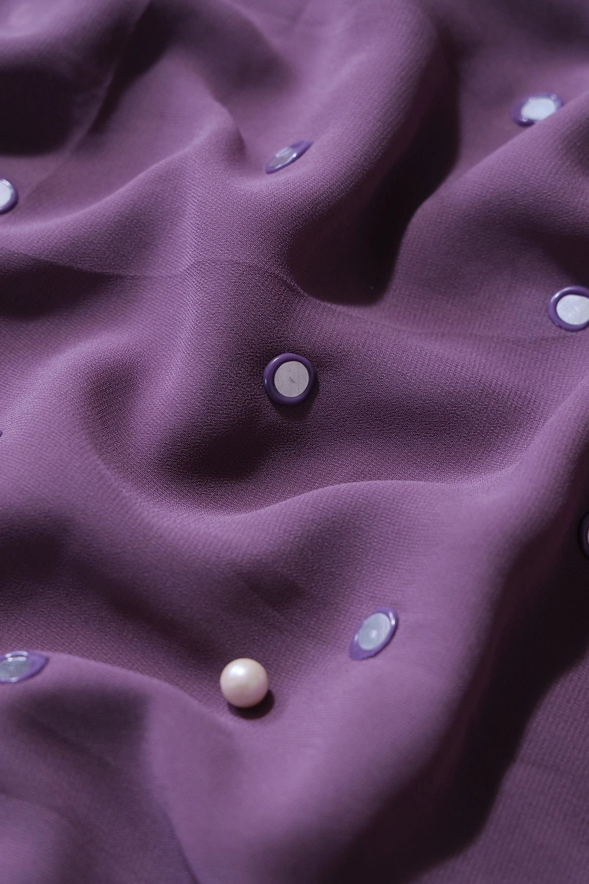 Beautiful Real Mirror Embroidery Work On Viola Purple Georgette Fabric