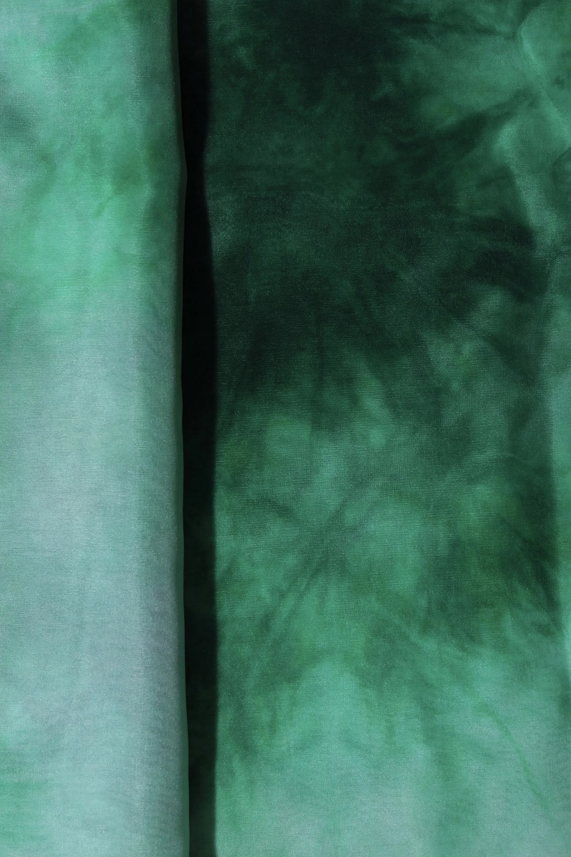 Bottle Green Tie & Dye Shibori Print On Organza Fabric
