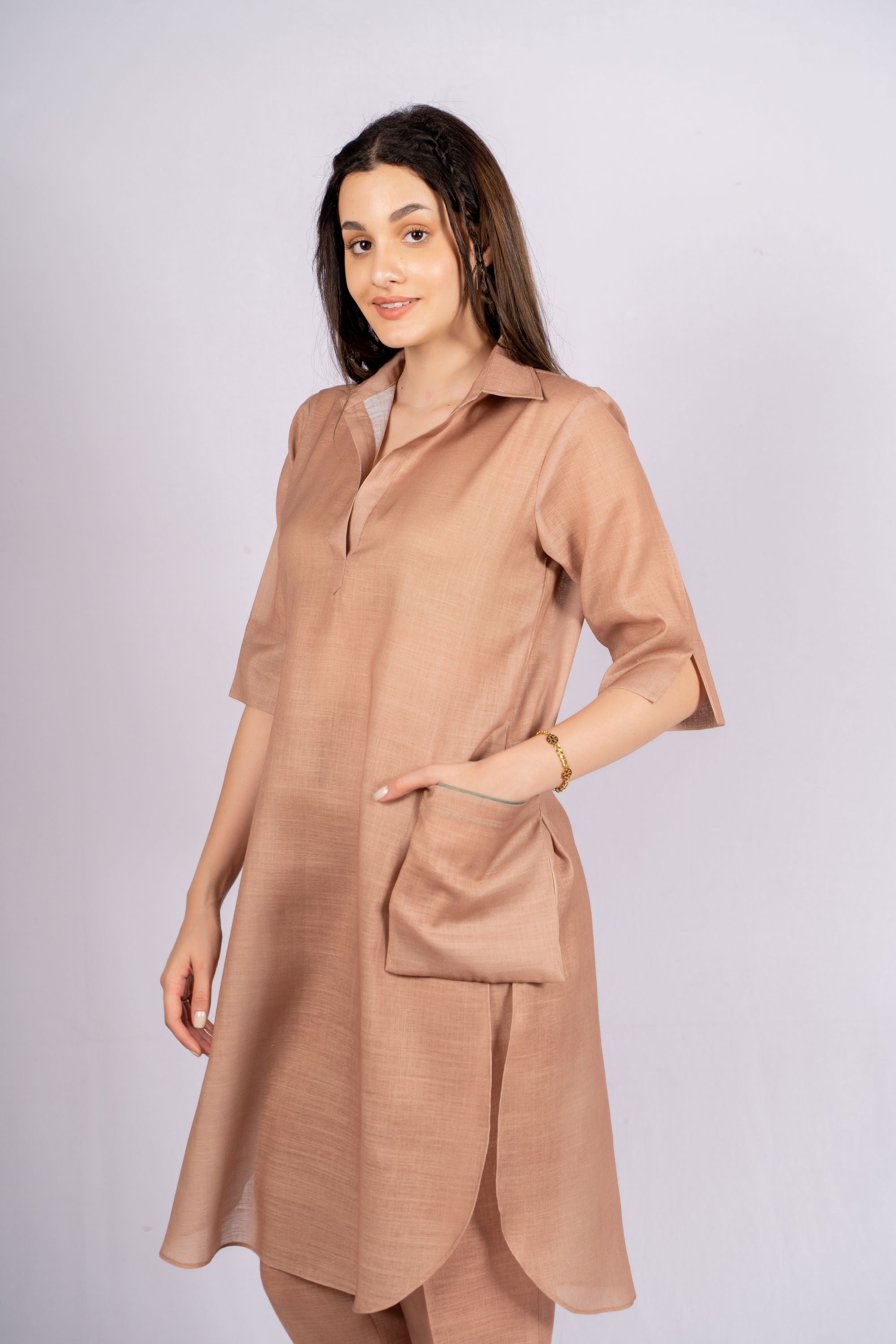 Oia Beige Linen Co-ord Set
