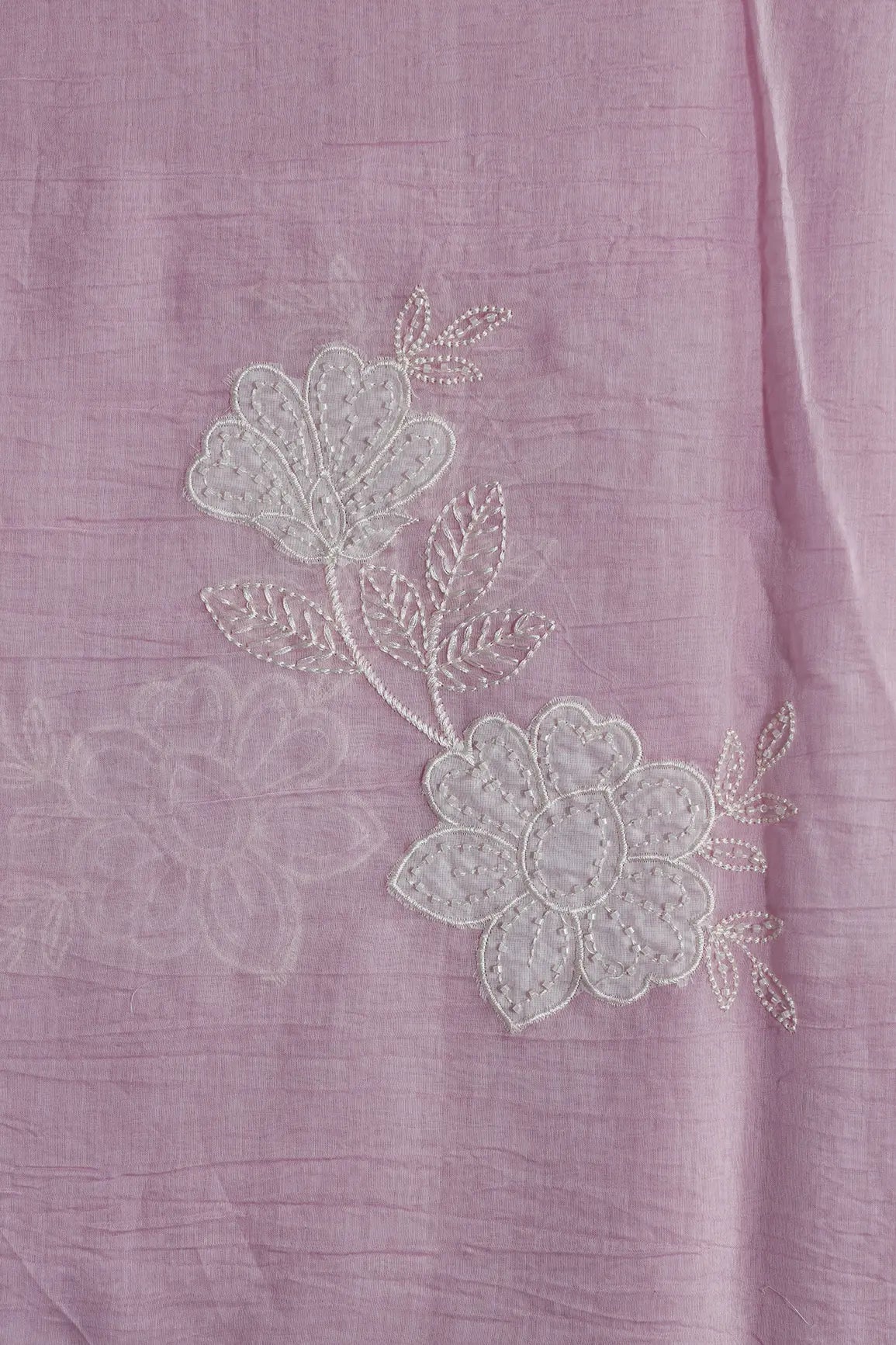 Beautiful Patch Work With Beads Embroidery On Pink Pure Mul Chanderi Silk Fabric - doeraa