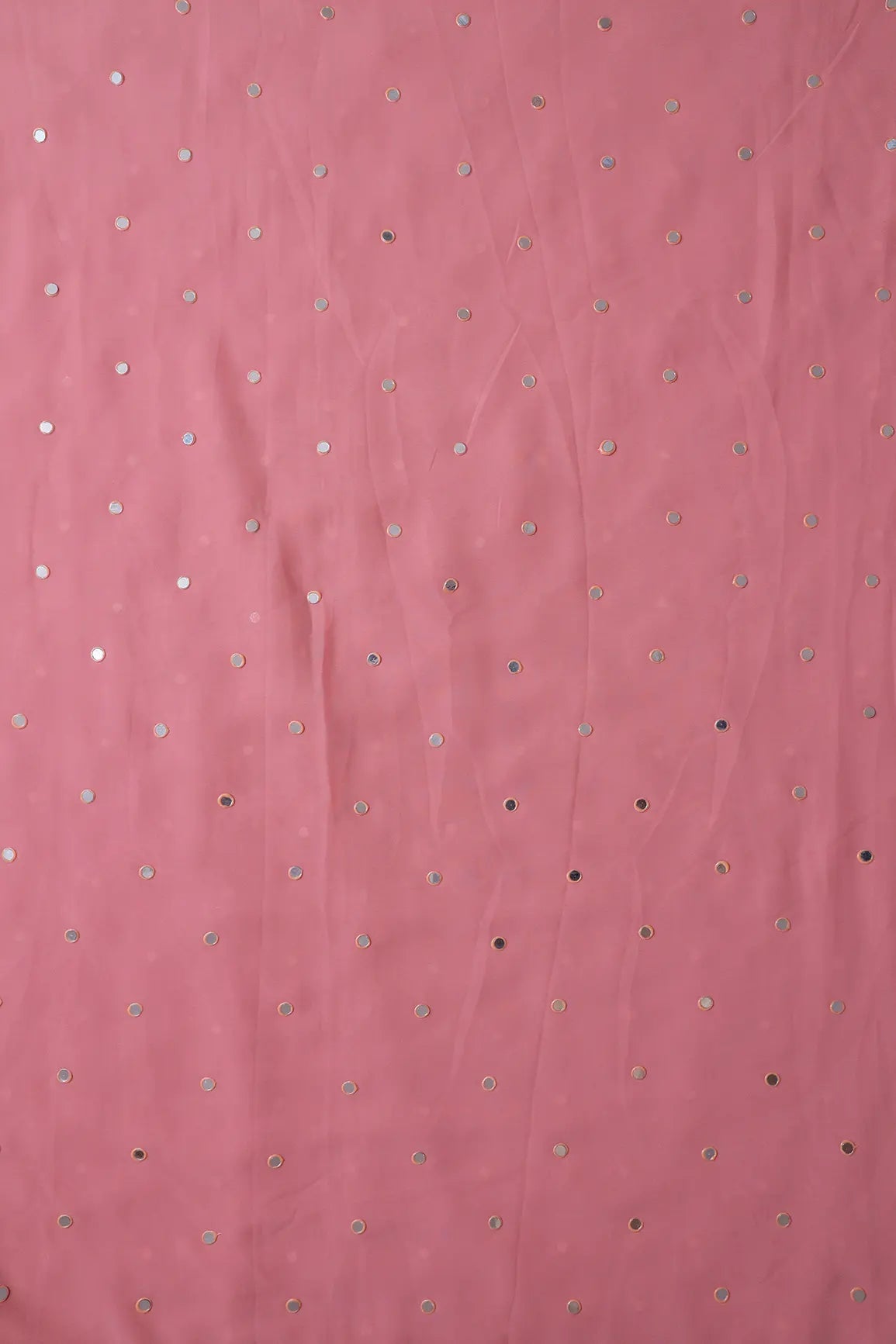 Beautiful Real Mirror Embroidery Work On Thulian Pink Georgette Fabric - doeraa