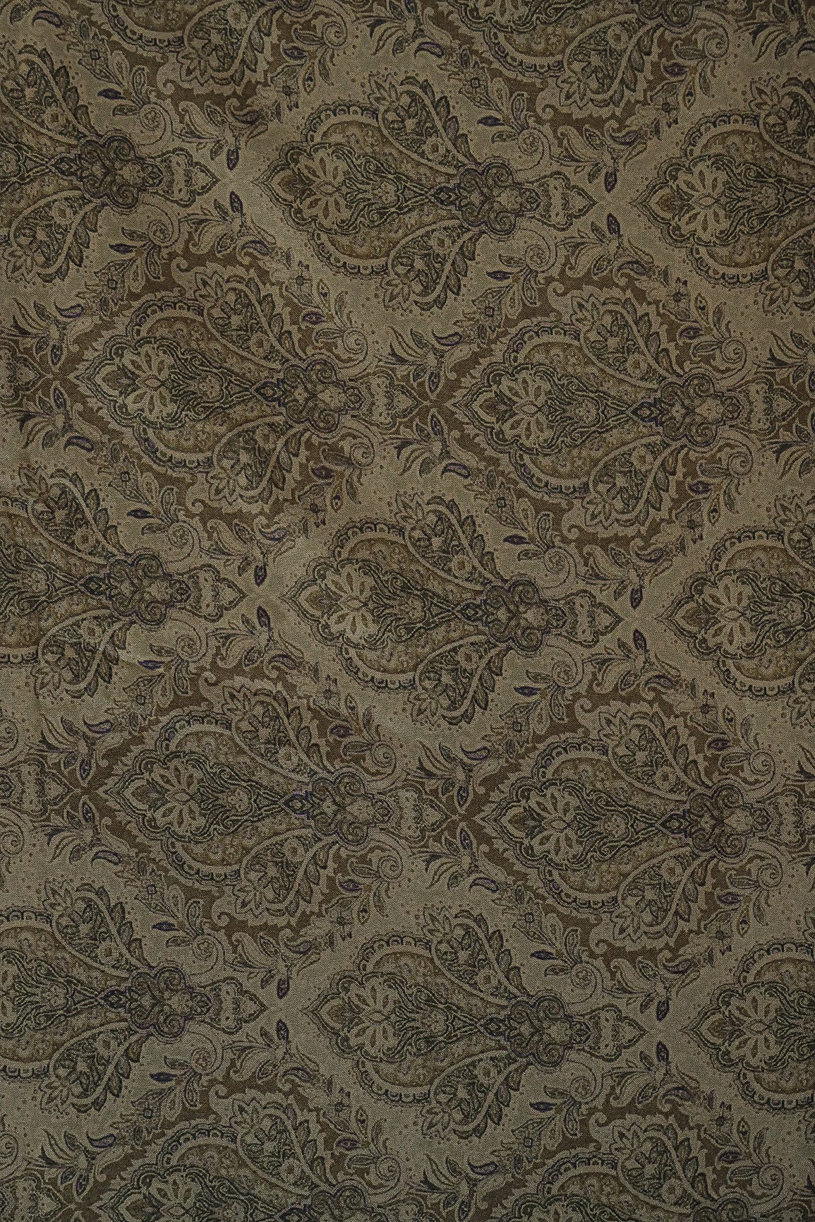 Beige Cultural Digital Print Design on Tussar Fabric - doeraa