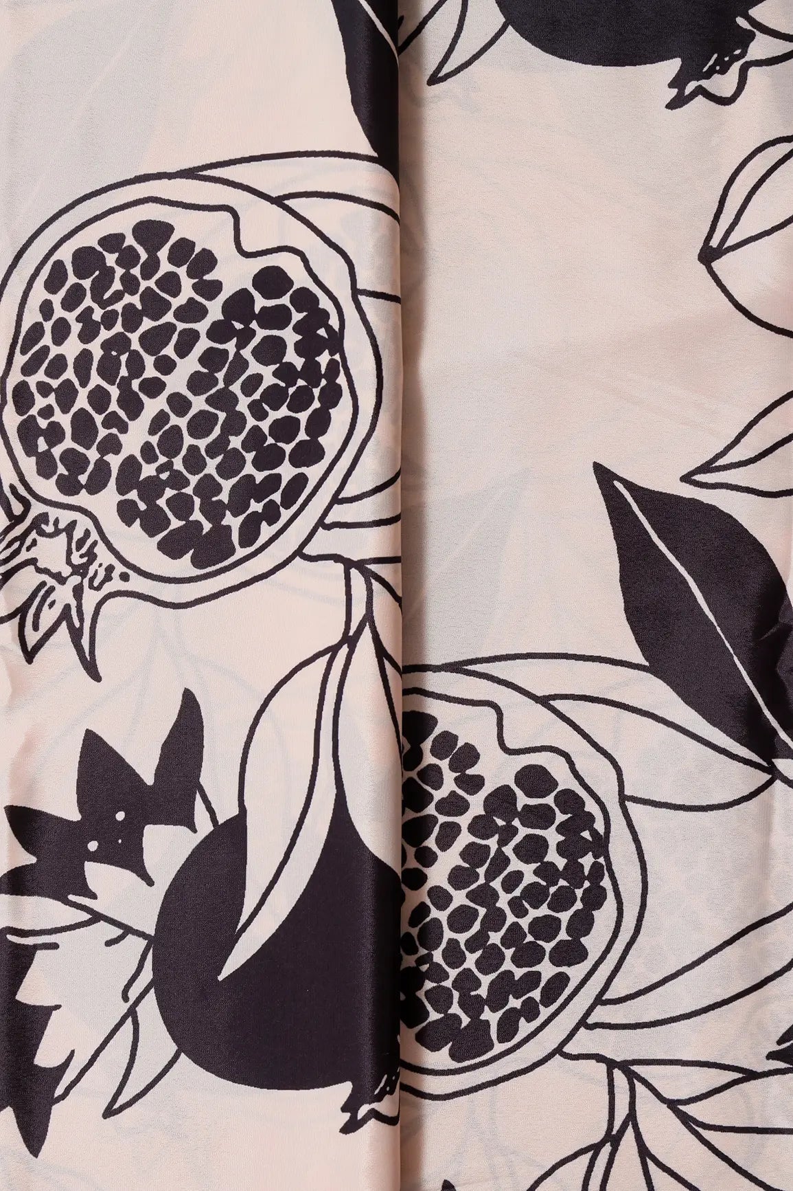 Black And Cream Floral Pattern Digital Print On French Crepe Fabric - doeraa