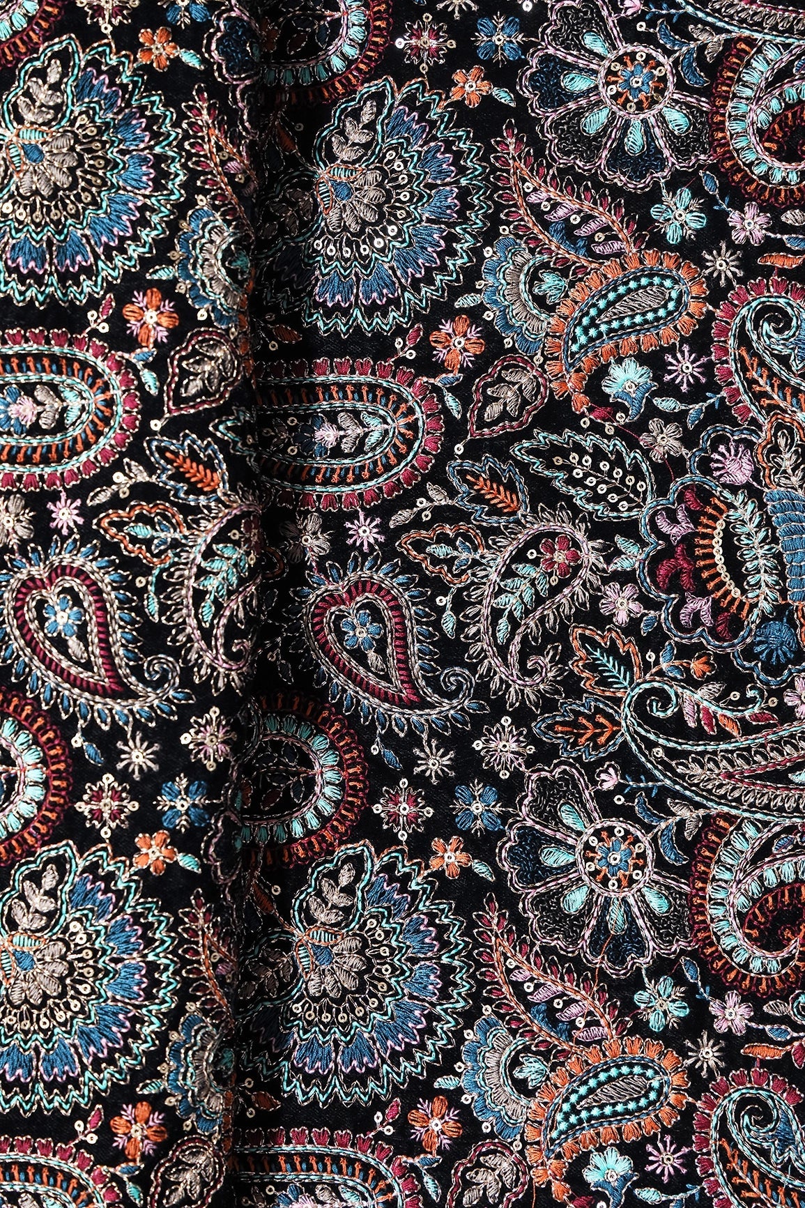 Black And Turkish Blue Unstitched Lehenga Set Fabric (3 Piece) - doeraa