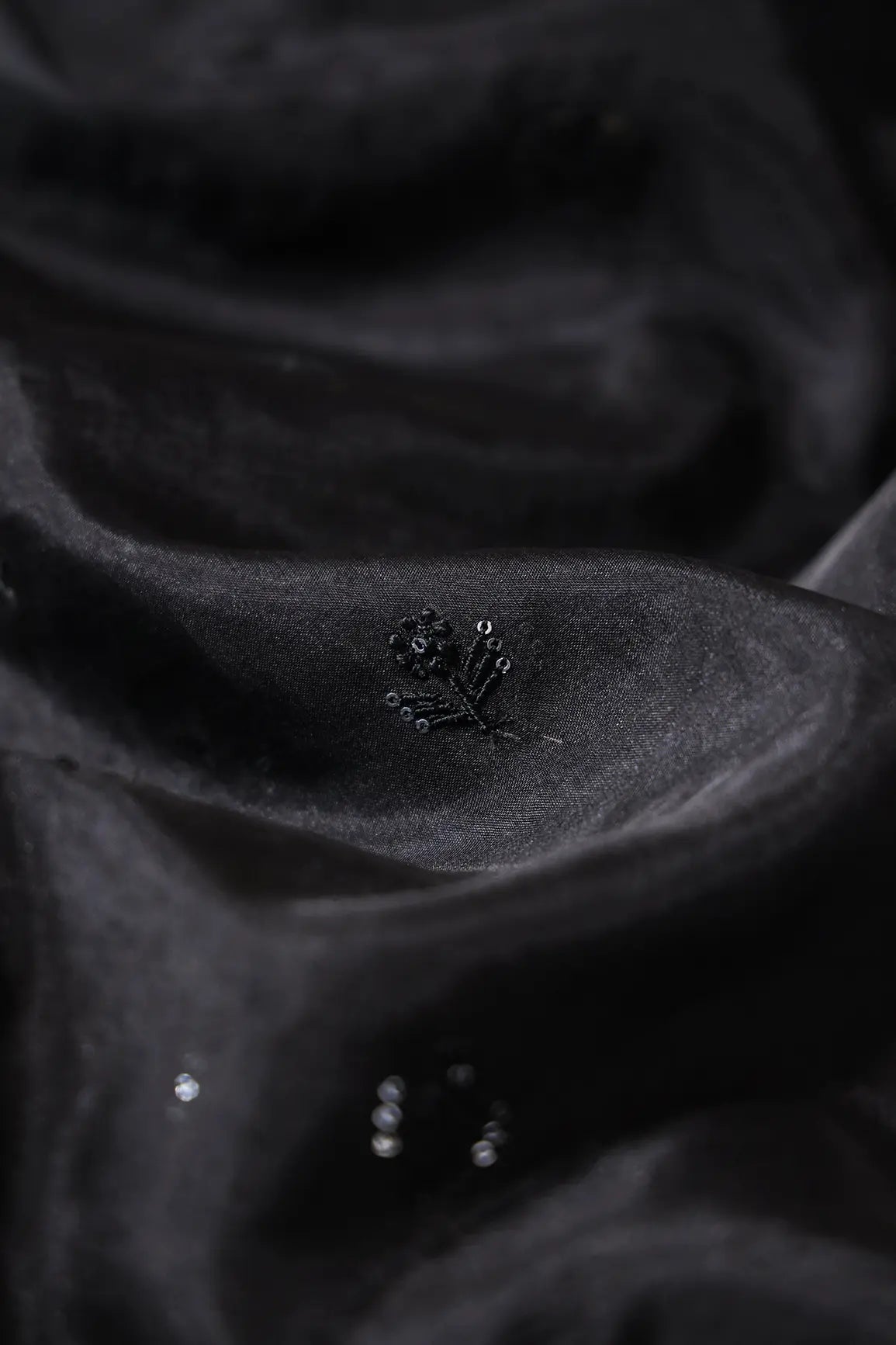 Black Unstitched Lehenga Set Fabric (3 Piece) - doeraa