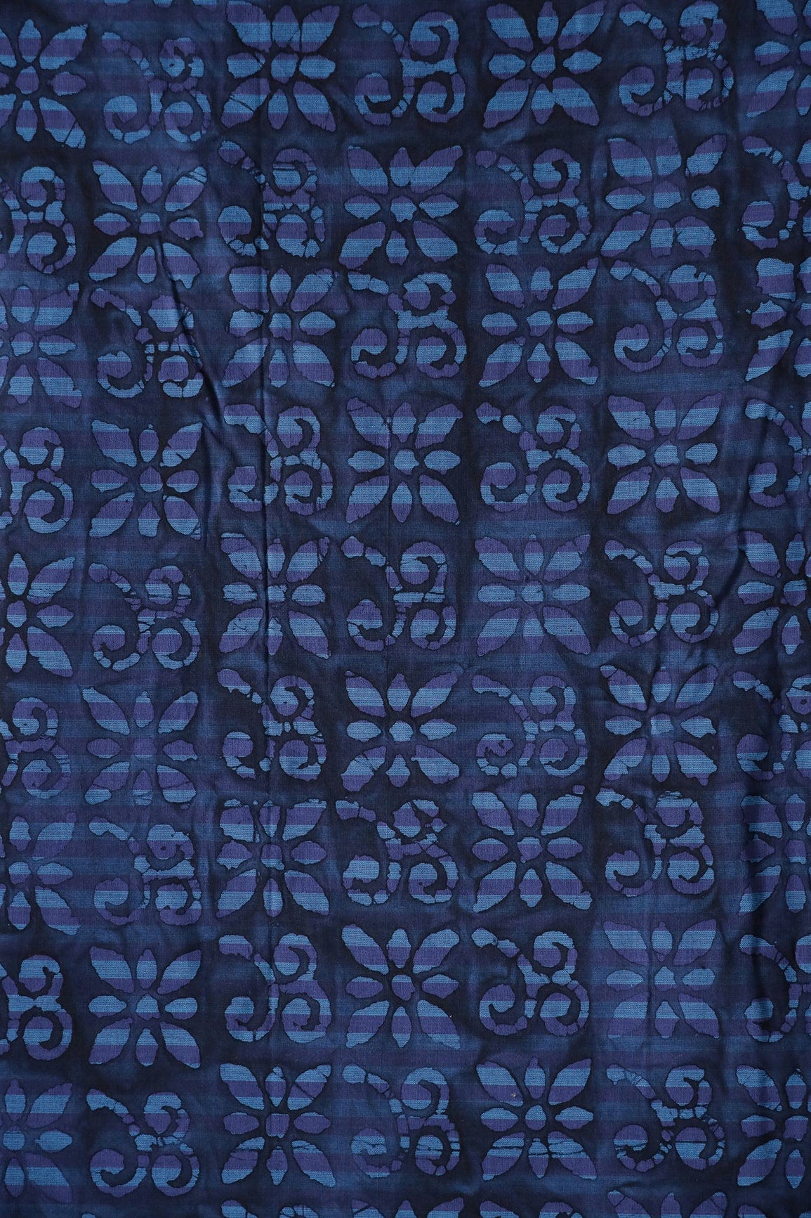 Blue And Purple Traditional Pattern Batik Handblock Organic Cotton Fabric - doeraa